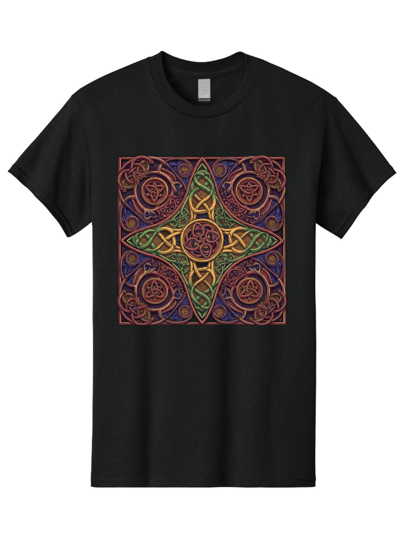 Pentagram-Celtic-Knot-Pattern Men'S Graphic Tee, 100% Cotton, Comfortable Casual Summer Wear, Machine Washable, Vintage Camera, Old Camera, Antique Camera, Black Camera, Classic Photography, Photography Equipment, Nostalgic Device, Bag943