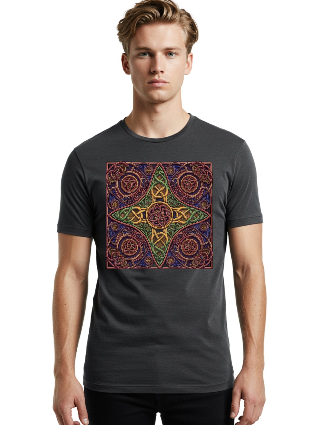Pentagram-Celtic-Knot-Pattern Men'S Graphic Tee, 100% Cotton, Comfortable Casual Summer Wear, Machine Washable, Vintage Camera, Old Camera, Antique Camera, Black Camera, Classic Photography, Photography Equipment, Nostalgic Device, Bag943 27