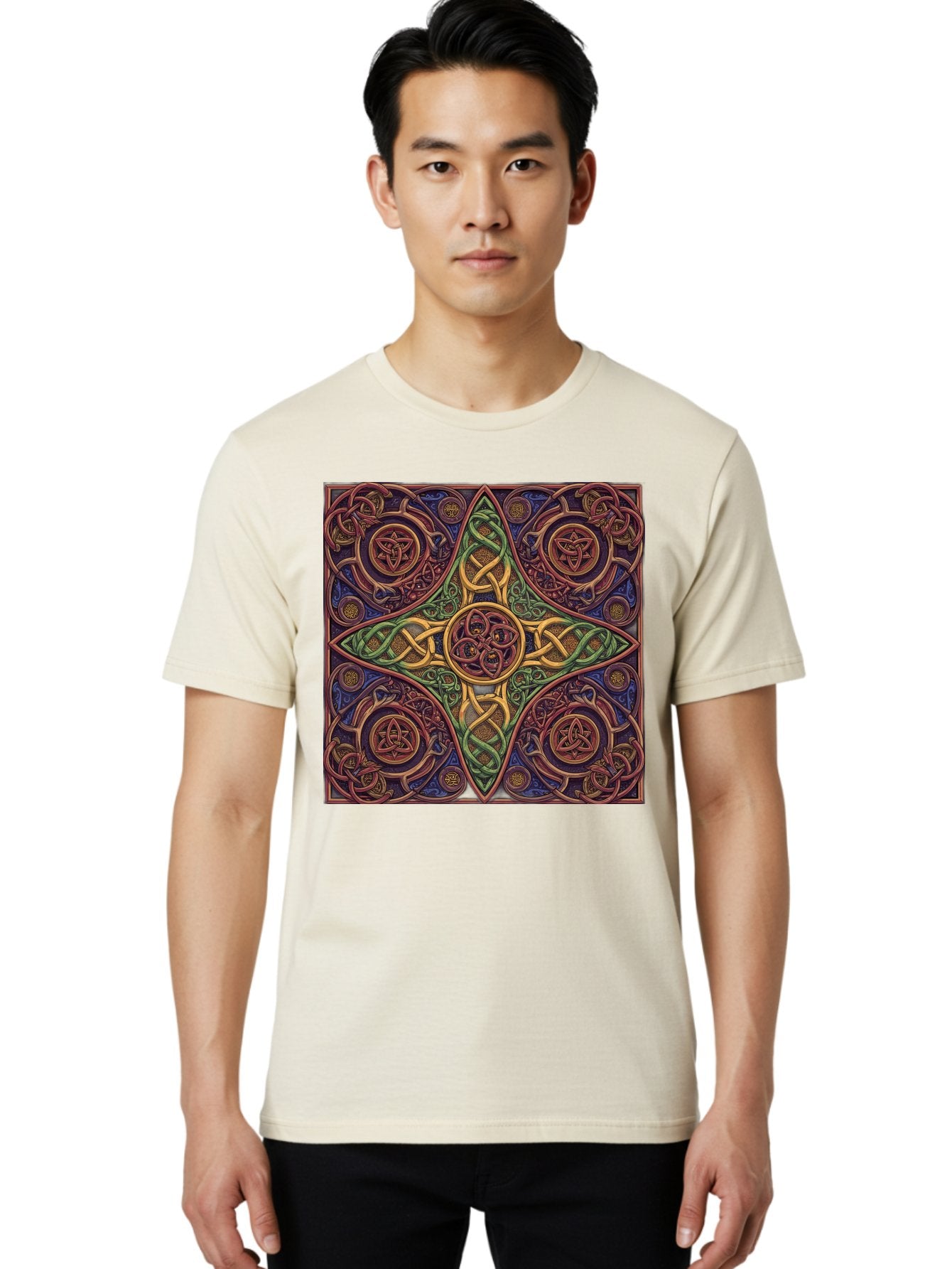 Pentagram-Celtic-Knot-Pattern Men'S Graphic Tee, 100% Cotton, Comfortable Casual Summer Wear, Machine Washable, Vintage Camera, Old Camera, Antique Camera, Black Camera, Classic Photography, Photography Equipment, Nostalgic Device, Bag943 17