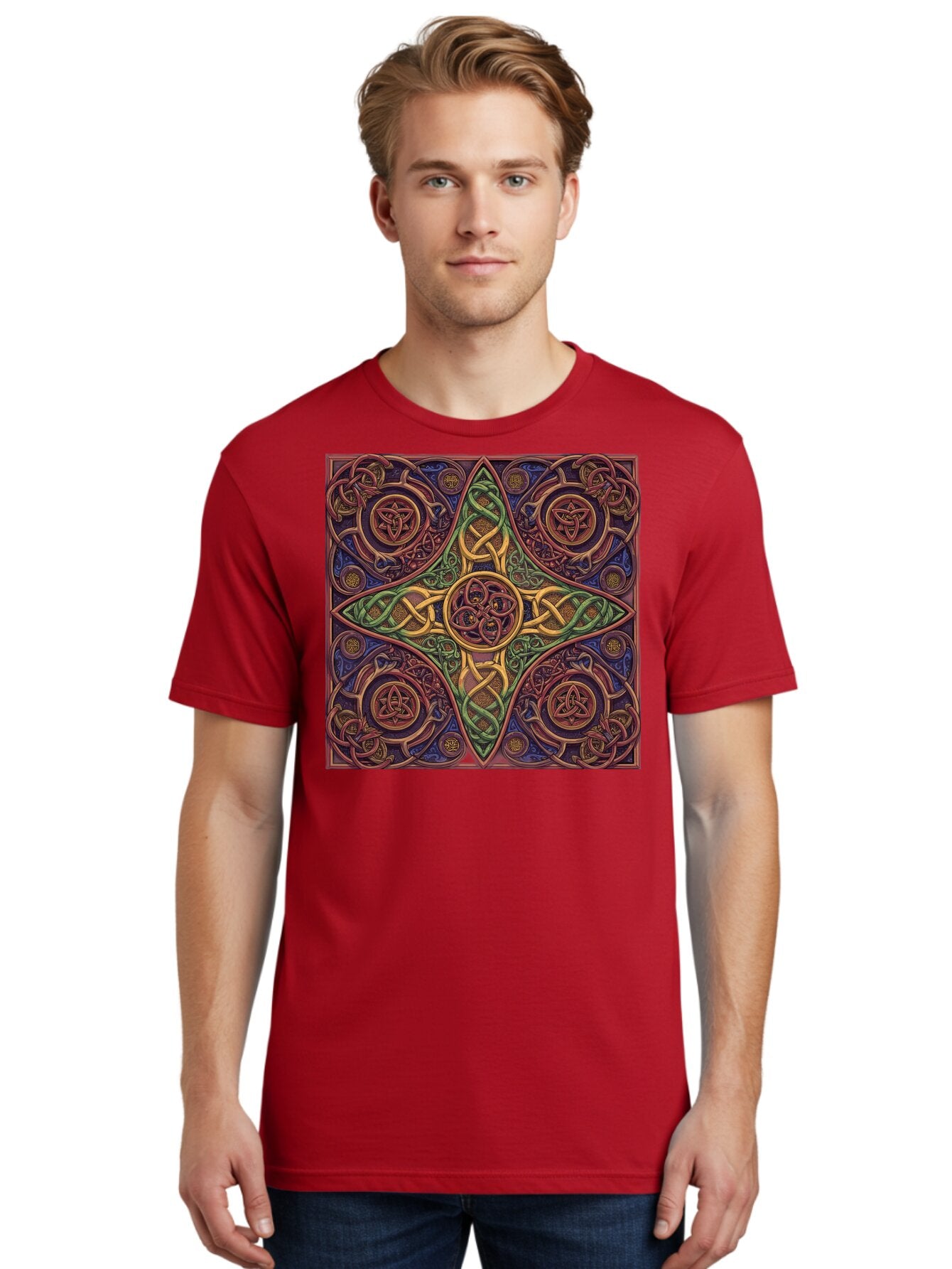 Pentagram-Celtic-Knot-Pattern Men'S Graphic Tee, 100% Cotton, Comfortable Casual Summer Wear, Machine Washable, Vintage Camera, Old Camera, Antique Camera, Black Camera, Classic Photography, Photography Equipment, Nostalgic Device, Bag943 25