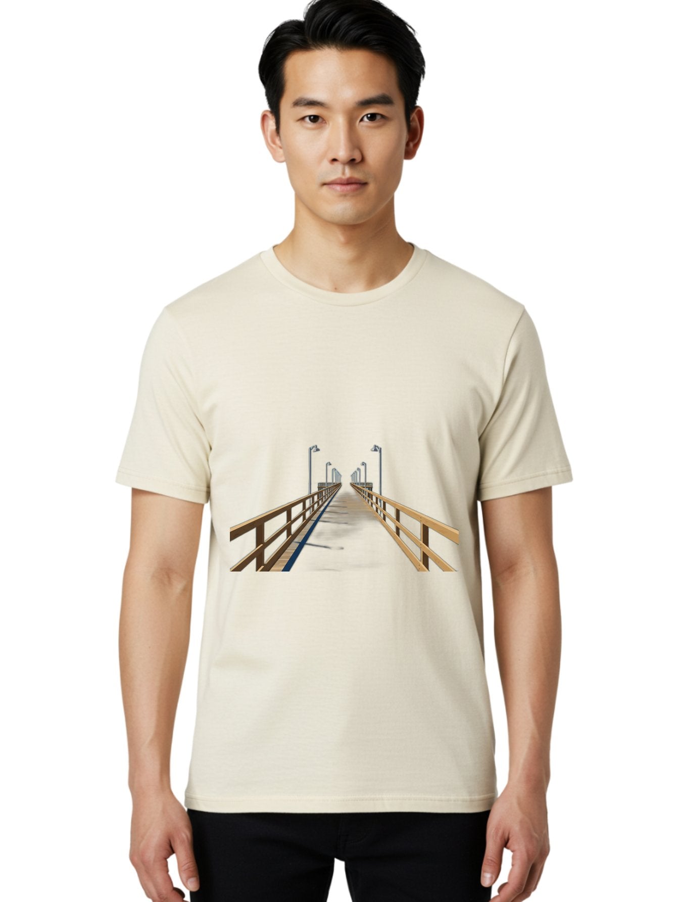 Pier-With-Street-Lights Men'S Graphic Tee, 100% Cotton, Comfortable Casual Summer Wear, Machine Washable, Vintage Camera, Old Camera, Antique Camera, Black Camera, Classic Photography, Photography Equipment, Nostalgic Device, Film Camera, Bag949 25