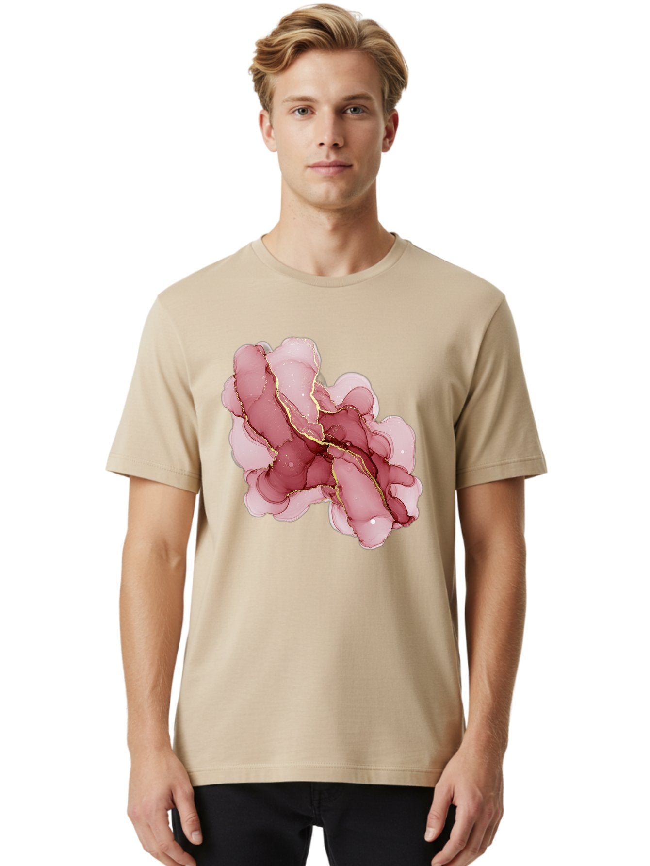 Pink-Abstract-Art Men'S Graphic Tee, 100% Cotton, Comfortable Casual Summer Wear, Machine Washable, Vintage Camera, Old Camera, Antique Camera, Black Camera, Classic Photography, Photography Equipment, Nostalgic Device, Film Camera, Camera Art Bag950 28