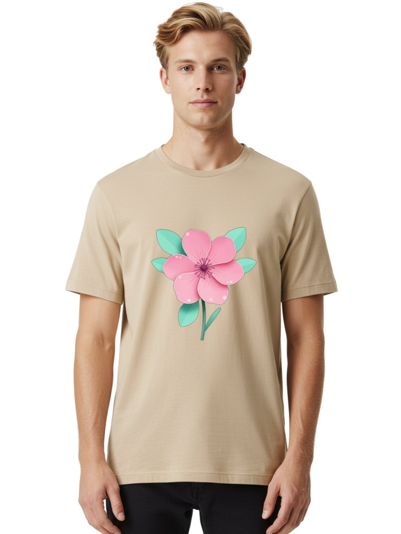 Pink-Flower Men'S Graphic Tee, 100% Cotton, Comfortable Casual Summer Wear, Machine Washable, Vintage Camera, Old Camera, Antique Camera, Black Camera, Classic Photography, Photography Equipment, Nostalgic Device, Film Camera, Camera Art Bag957 25