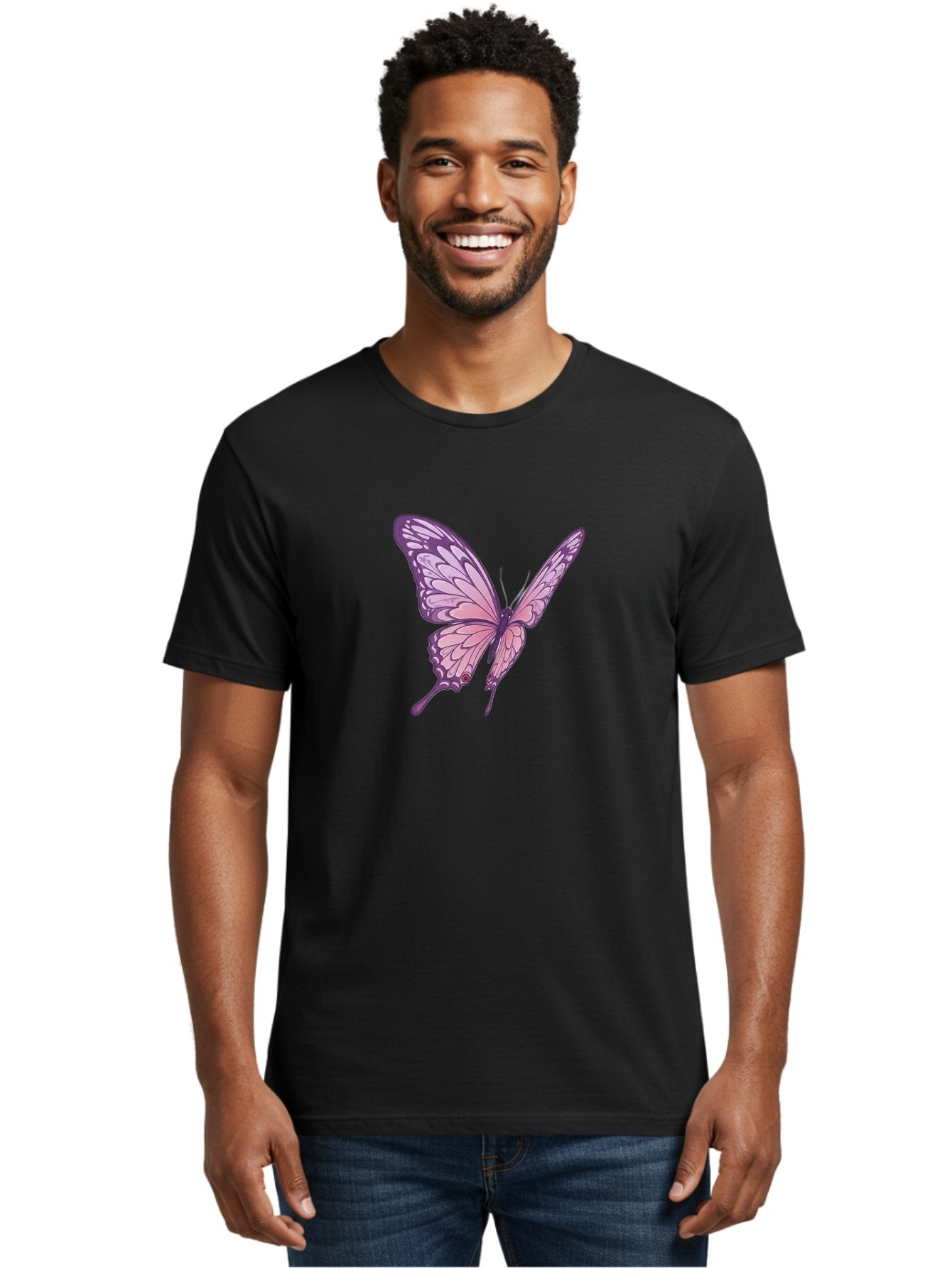 Purple-Butterfly Men'S Graphic Tee, 100% Cotton, Comfortable Casual Summer Wear, Machine Washable, Vintage Camera, Old Camera, Antique Camera, Black Camera, Classic Photography, Photography Equipment, Nostalgic Device, Film Camera, Camera Art Bag984 30