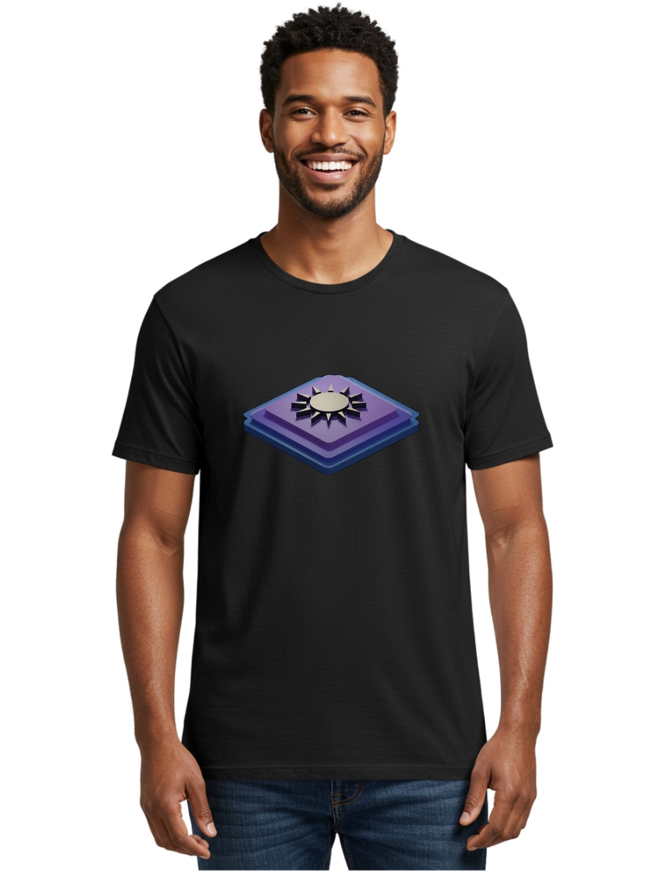 Purple-Square-With-Sun Men'S Graphic Tee, 100% Cotton, Comfortable Casual Summer Wear, Machine Washable, Vintage Camera, Old Camera, Antique Camera, Black Camera, Classic Photography, Photography Equipment, Nostalgic Device, Film Camera, Bag997 24