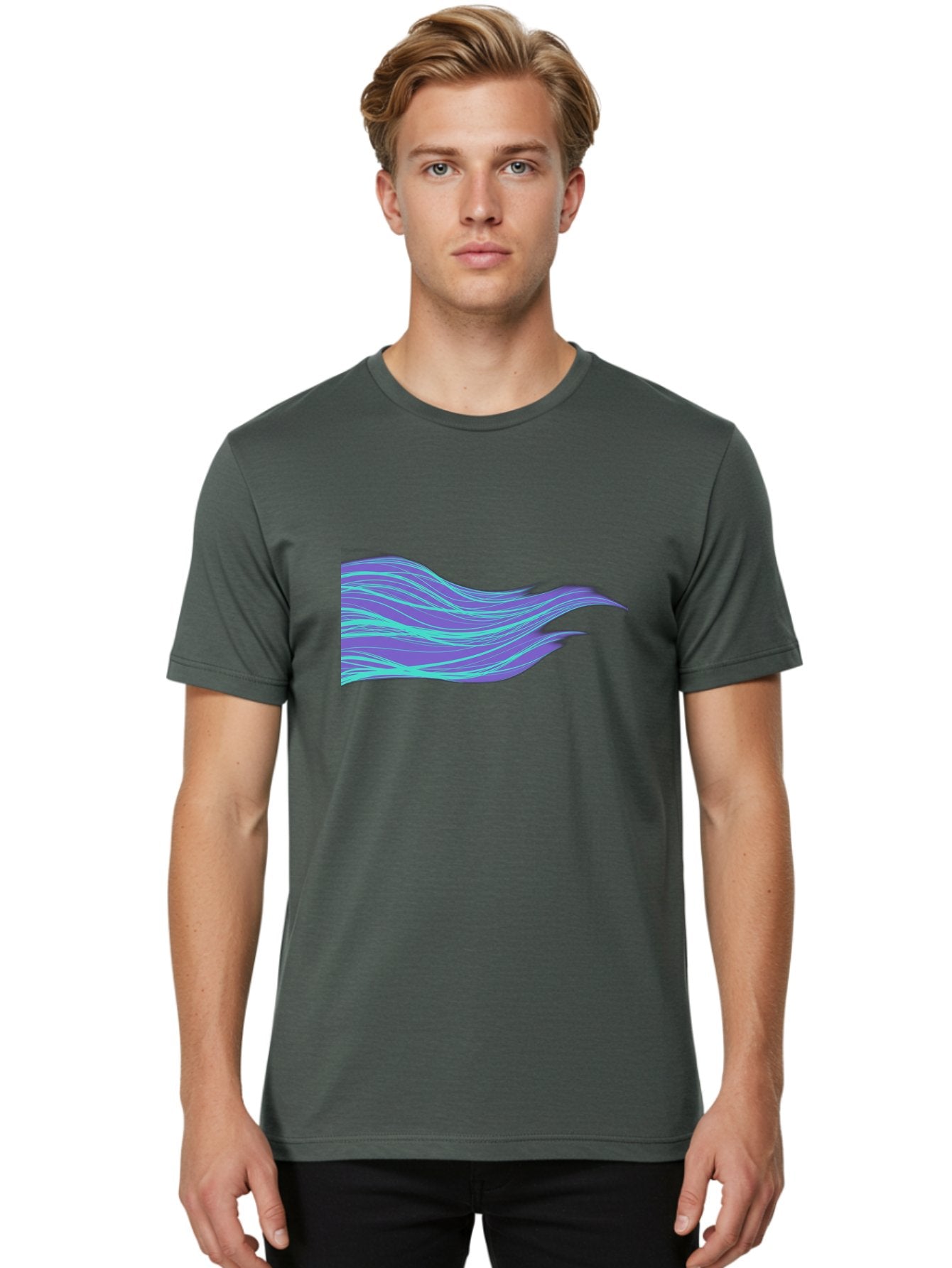 Purple-Wave-Lines Men'S Graphic Tee, 100% Cotton, Comfortable Casual Summer Wear, Machine Washable, Vintage Camera, Old Camera, Antique Camera, Black Camera, Classic Photography, Photography Equipment, Nostalgic Device, Film Camera, Camera Art Bag998 19