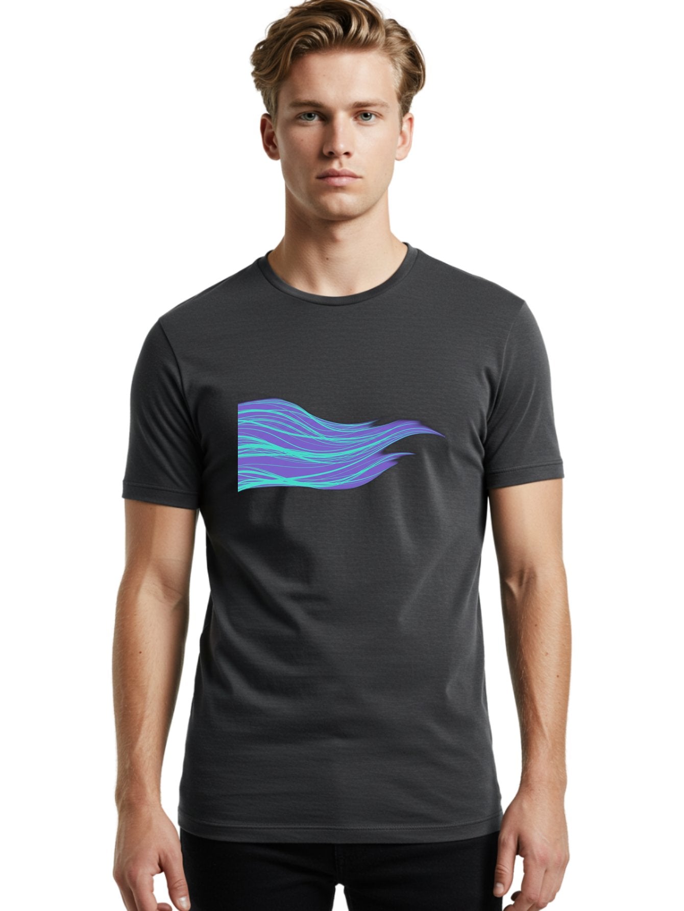 Purple-Wave-Lines Men'S Graphic Tee, 100% Cotton, Comfortable Casual Summer Wear, Machine Washable, Vintage Camera, Old Camera, Antique Camera, Black Camera, Classic Photography, Photography Equipment, Nostalgic Device, Film Camera, Camera Art Bag998 20