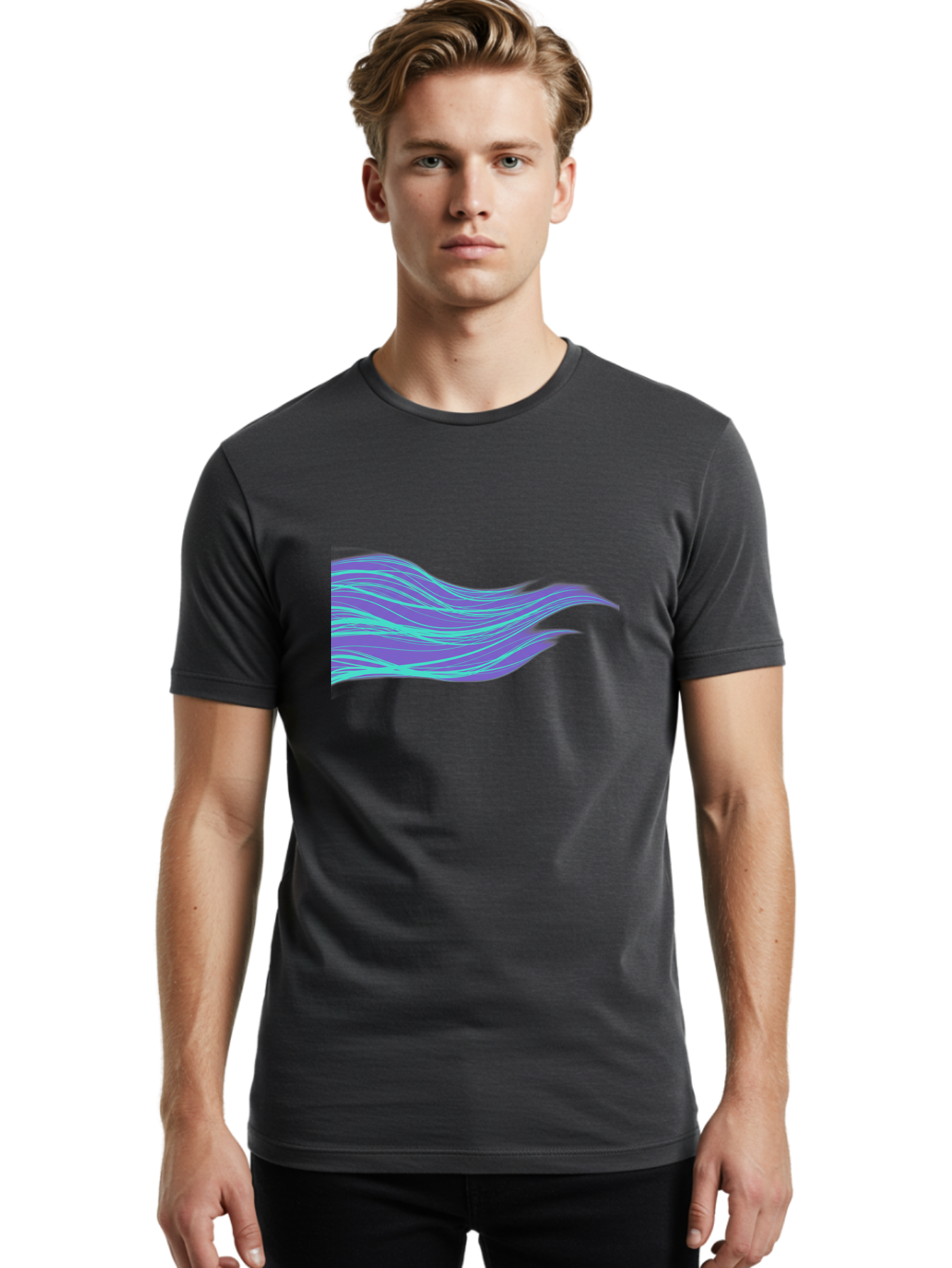 Purple-Wave-Lines Men'S Graphic Tee, 100% Cotton, Comfortable Casual Summer Wear, Machine Washable, Vintage Camera, Old Camera, Antique Camera, Black Camera, Classic Photography, Photography Equipment, Nostalgic Device, Film Camera, Camera Art Bag998 30
