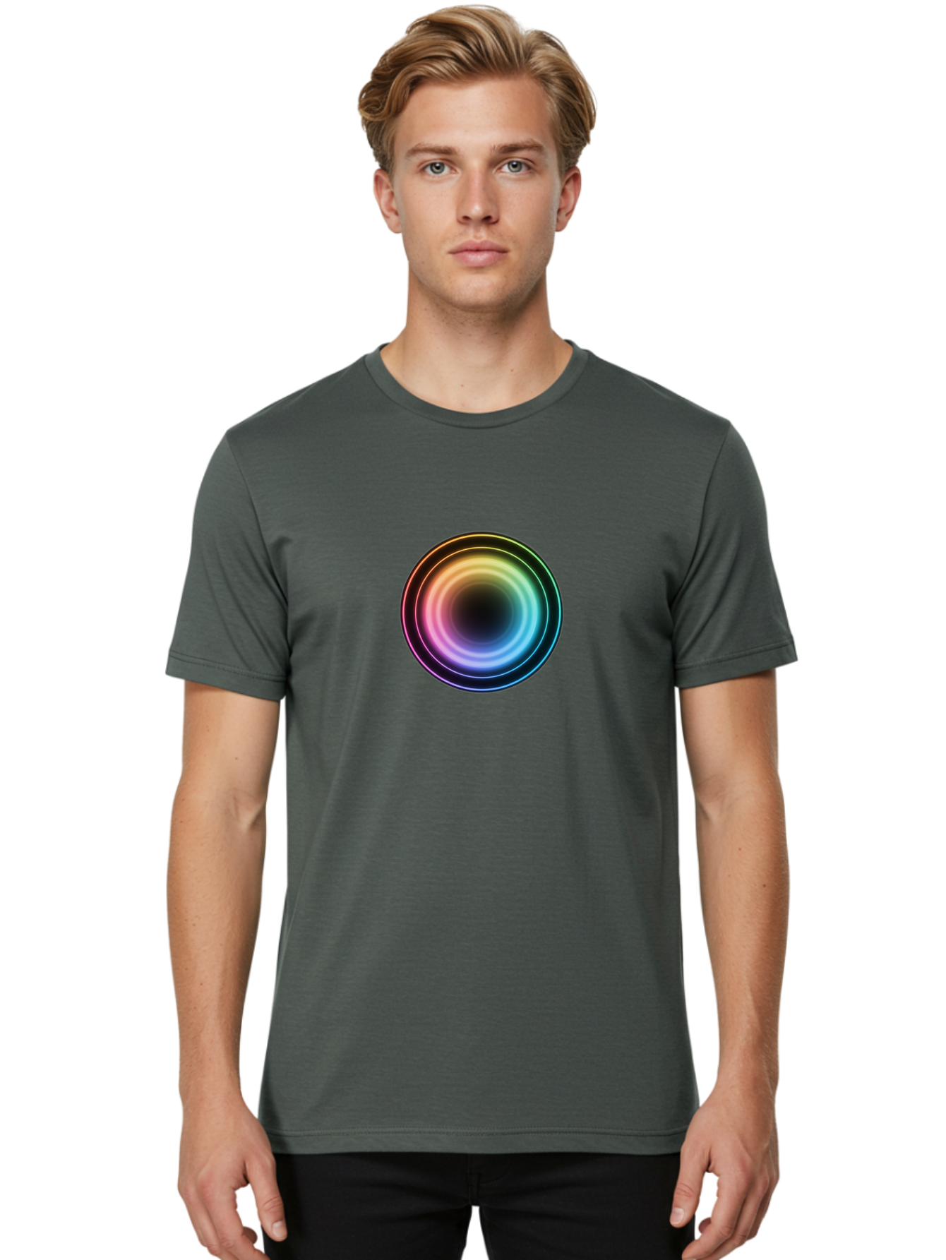 Rainbow-Circle Men'S Graphic Tee, 100% Cotton, Comfortable Casual Summer Wear, Machine Washable, Vintage Camera, Old Camera, Antique Camera, Black Camera, Classic Photography, Photography Equipment, Nostalgic Device, Film Camera, Camera Art Bah005 22
