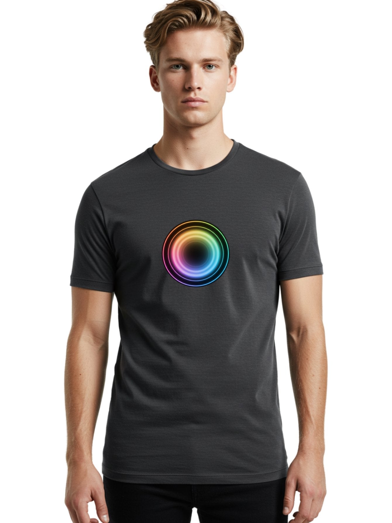 Rainbow-Circle Men'S Graphic Tee, 100% Cotton, Comfortable Casual Summer Wear, Machine Washable, Vintage Camera, Old Camera, Antique Camera, Black Camera, Classic Photography, Photography Equipment, Nostalgic Device, Film Camera, Camera Art Bah005 21