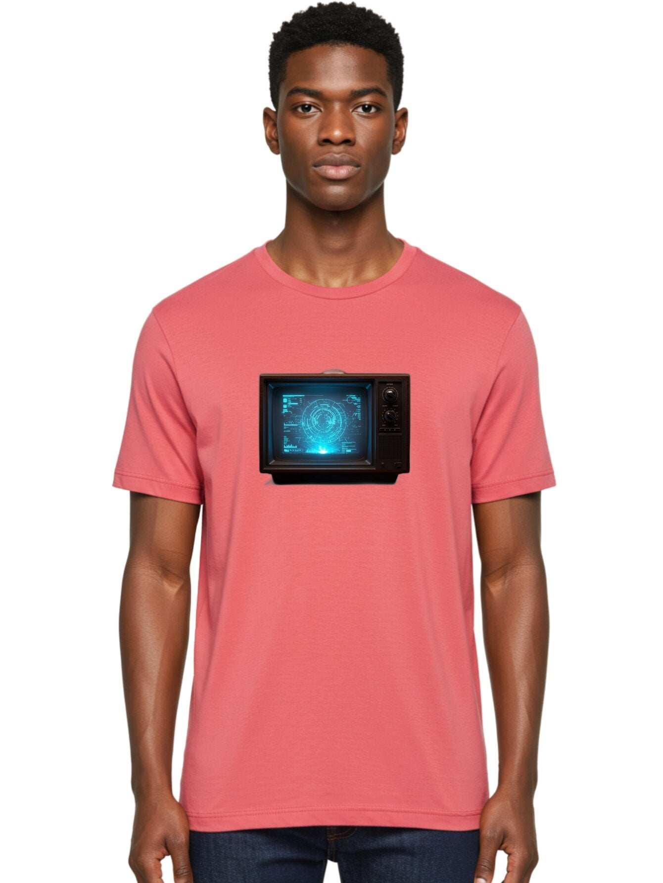 Retro-Tv-With-Radar-Screen Men'S Graphic Tee, 100% Cotton, Comfortable Casual Summer Wear, Machine Washable, Vintage Camera, Old Camera, Antique Camera, Black Camera, Classic Photography, Photography Equipment, Nostalgic Device, Film Camera, Bah025 25