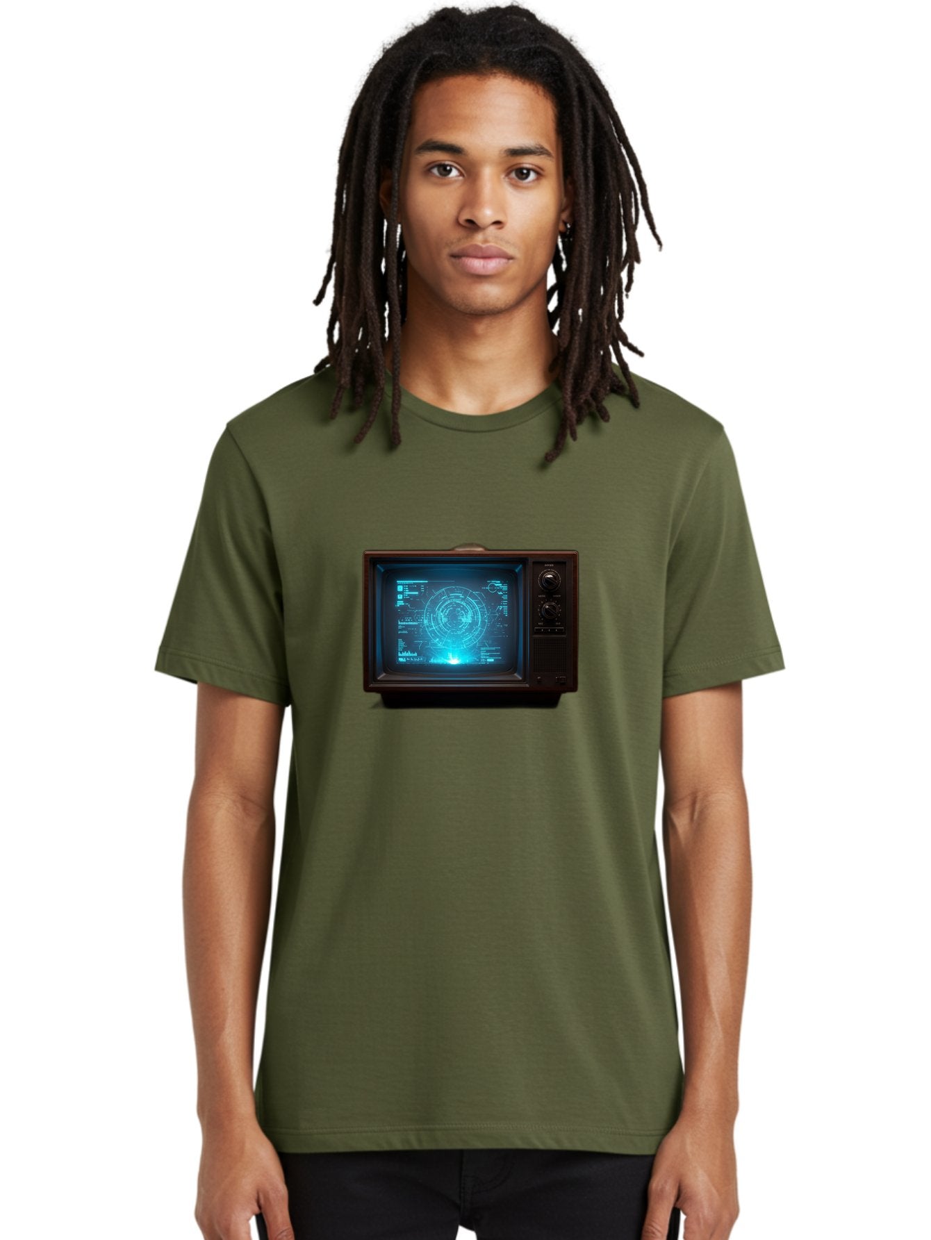 Retro-Tv-With-Radar-Screen Men'S Graphic Tee, 100% Cotton, Comfortable Casual Summer Wear, Machine Washable, Vintage Camera, Old Camera, Antique Camera, Black Camera, Classic Photography, Photography Equipment, Nostalgic Device, Film Camera, Bah025 21