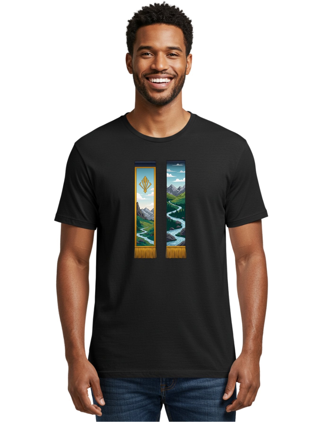 River-Landscape-Banners Men'S Graphic Tee, 100% Cotton, Comfortable Casual Summer Wear, Machine Washable, Vintage Camera, Old Camera, Antique Camera, Black Camera, Classic Photography, Photography Equipment, Nostalgic Device, Film Camera, Bah026 23