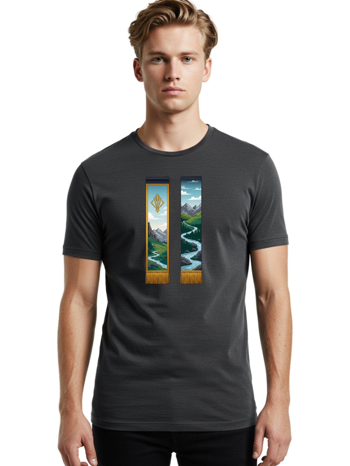 River-Landscape-Banners Men'S Graphic Tee, 100% Cotton, Comfortable Casual Summer Wear, Machine Washable, Vintage Camera, Old Camera, Antique Camera, Black Camera, Classic Photography, Photography Equipment, Nostalgic Device, Film Camera, Bah026 30