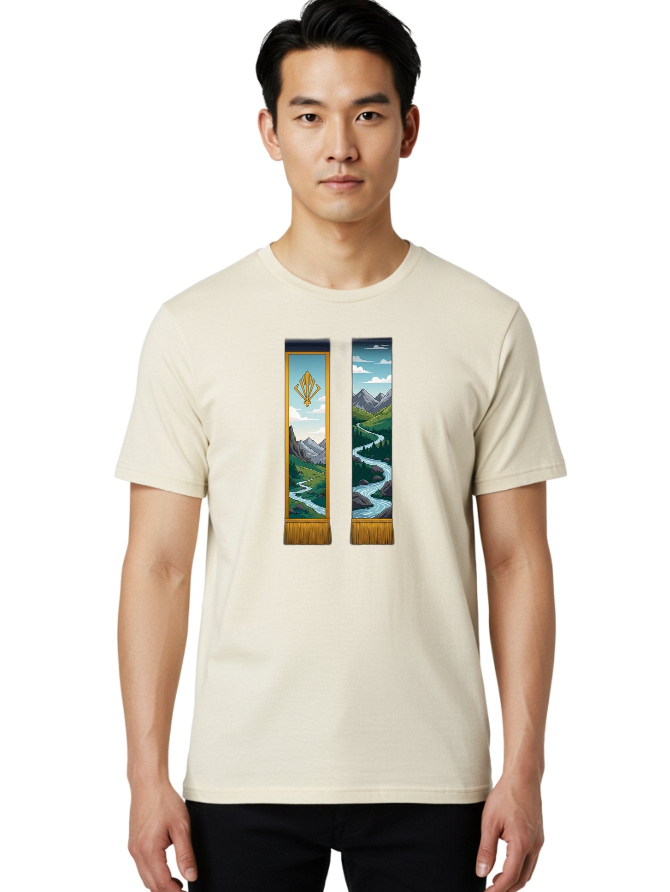 River-Landscape-Banners Men'S Graphic Tee, 100% Cotton, Comfortable Casual Summer Wear, Machine Washable, Vintage Camera, Old Camera, Antique Camera, Black Camera, Classic Photography, Photography Equipment, Nostalgic Device, Film Camera, Bah026 24