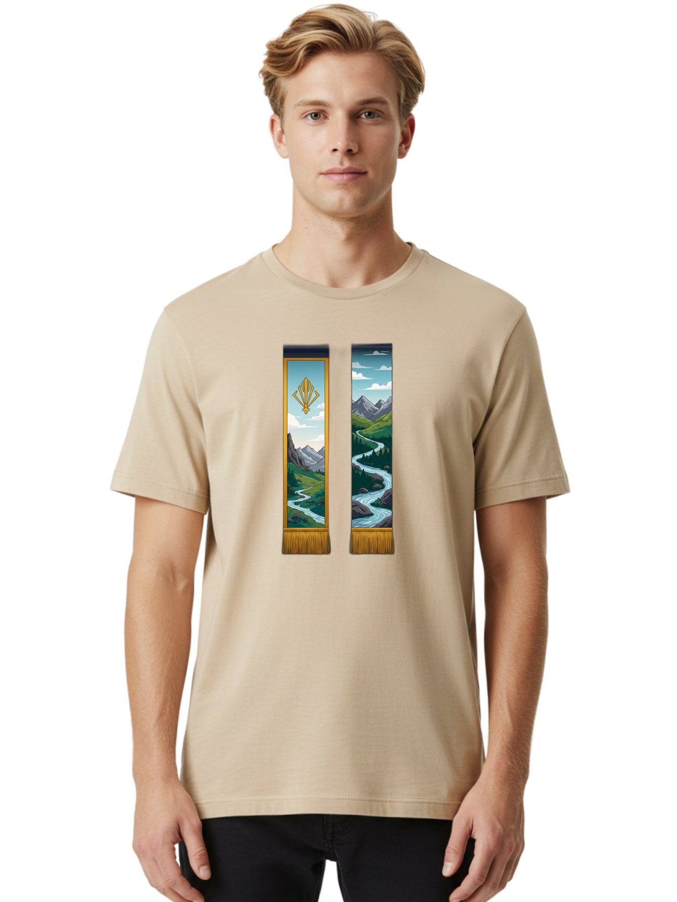 River-Landscape-Banners Men'S Graphic Tee, 100% Cotton, Comfortable Casual Summer Wear, Machine Washable, Vintage Camera, Old Camera, Antique Camera, Black Camera, Classic Photography, Photography Equipment, Nostalgic Device, Film Camera, Bah026 16