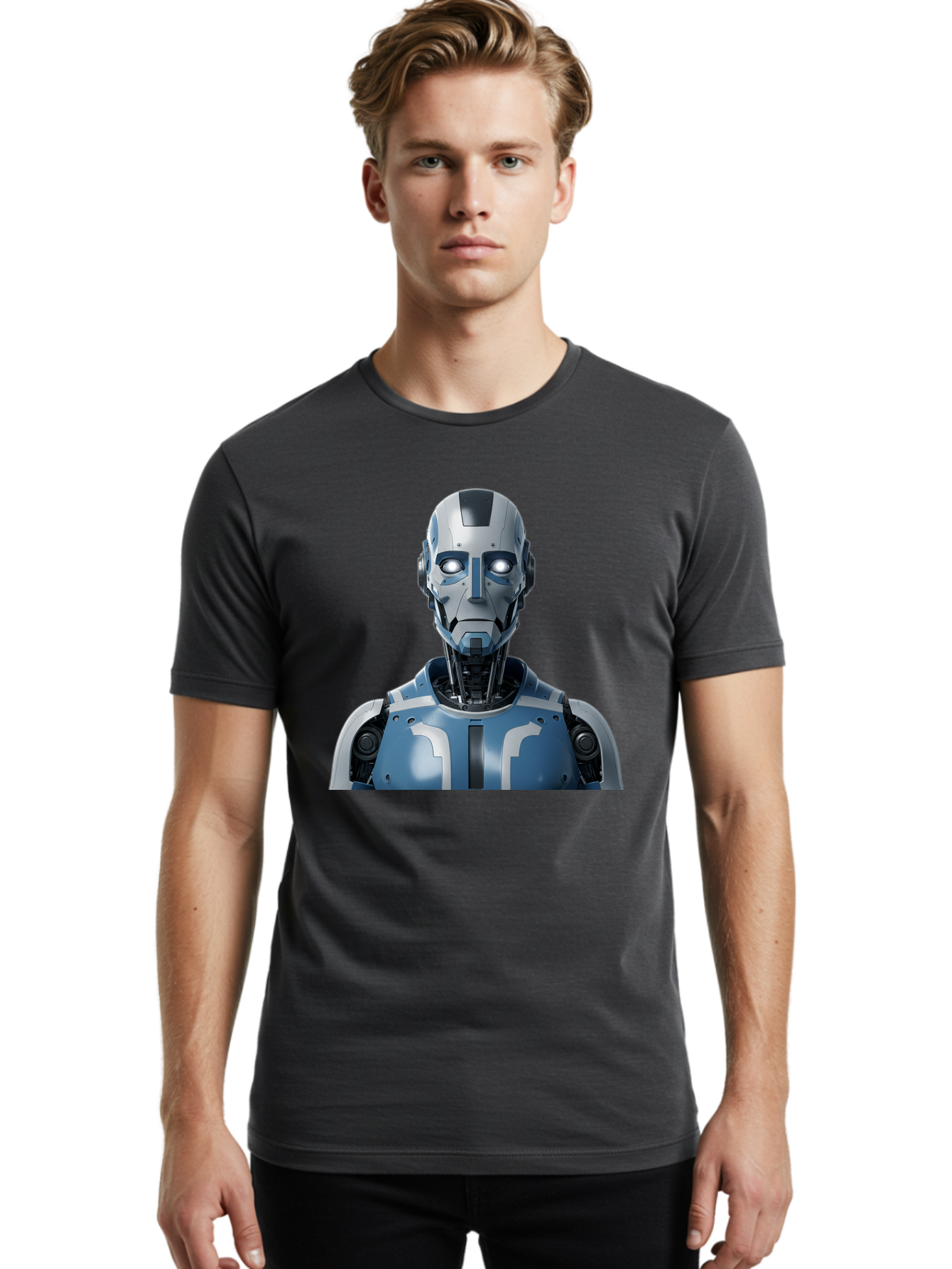 Robot-Bust Men'S Graphic Tee, 100% Cotton, Comfortable Casual Summer Wear, Machine Washable, Vintage Camera, Old Camera, Antique Camera, Black Camera, Classic Photography, Photography Equipment, Nostalgic Device, Film Camera, Camera Art Bah030 24