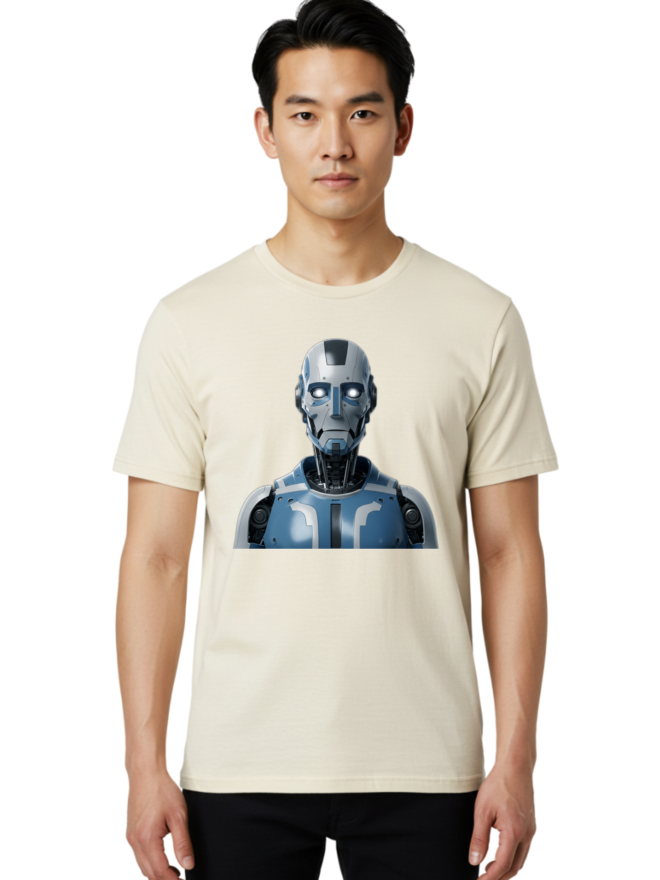 Robot-Bust Men'S Graphic Tee, 100% Cotton, Comfortable Casual Summer Wear, Machine Washable, Vintage Camera, Old Camera, Antique Camera, Black Camera, Classic Photography, Photography Equipment, Nostalgic Device, Film Camera, Camera Art Bah030 23