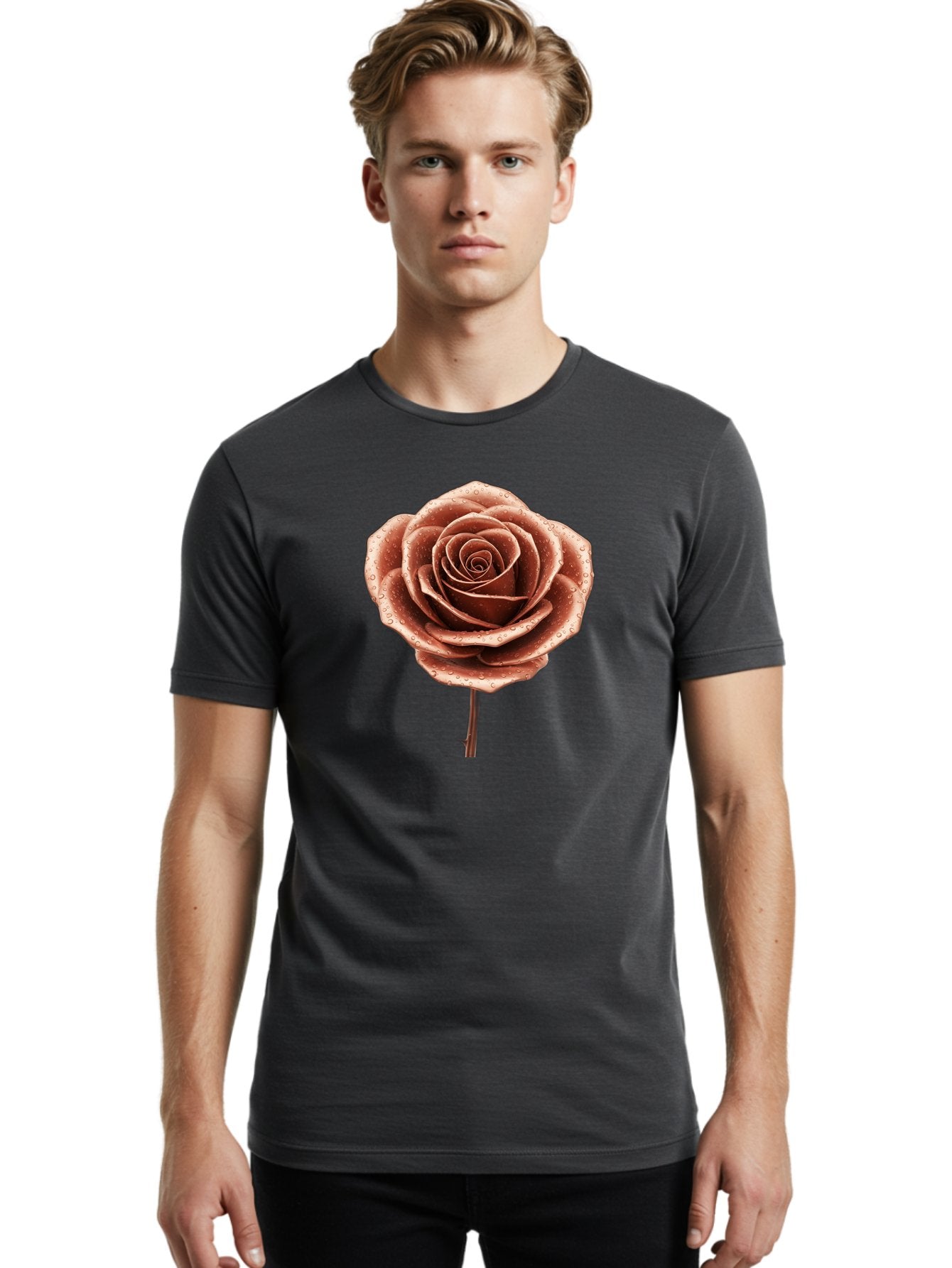 Rose-With-Water-Droplets Men'S Graphic Tee, 100% Cotton, Comfortable Casual Summer Wear, Machine Washable, Vintage Camera, Old Camera, Antique Camera, Black Camera, Classic Photography, Photography Equipment, Nostalgic Device, Film Camera, Bah045 21