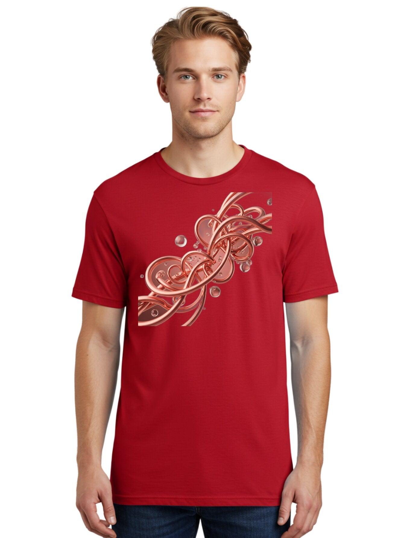 Rosegold-Abstract-Swirl Men'S Graphic Tee, 100% Cotton, Comfortable Casual Summer Wear, Machine Washable, Vintage Camera, Old Camera, Antique Camera, Black Camera, Classic Photography, Photography Equipment, Nostalgic Device, Film Camera, Bah046 22