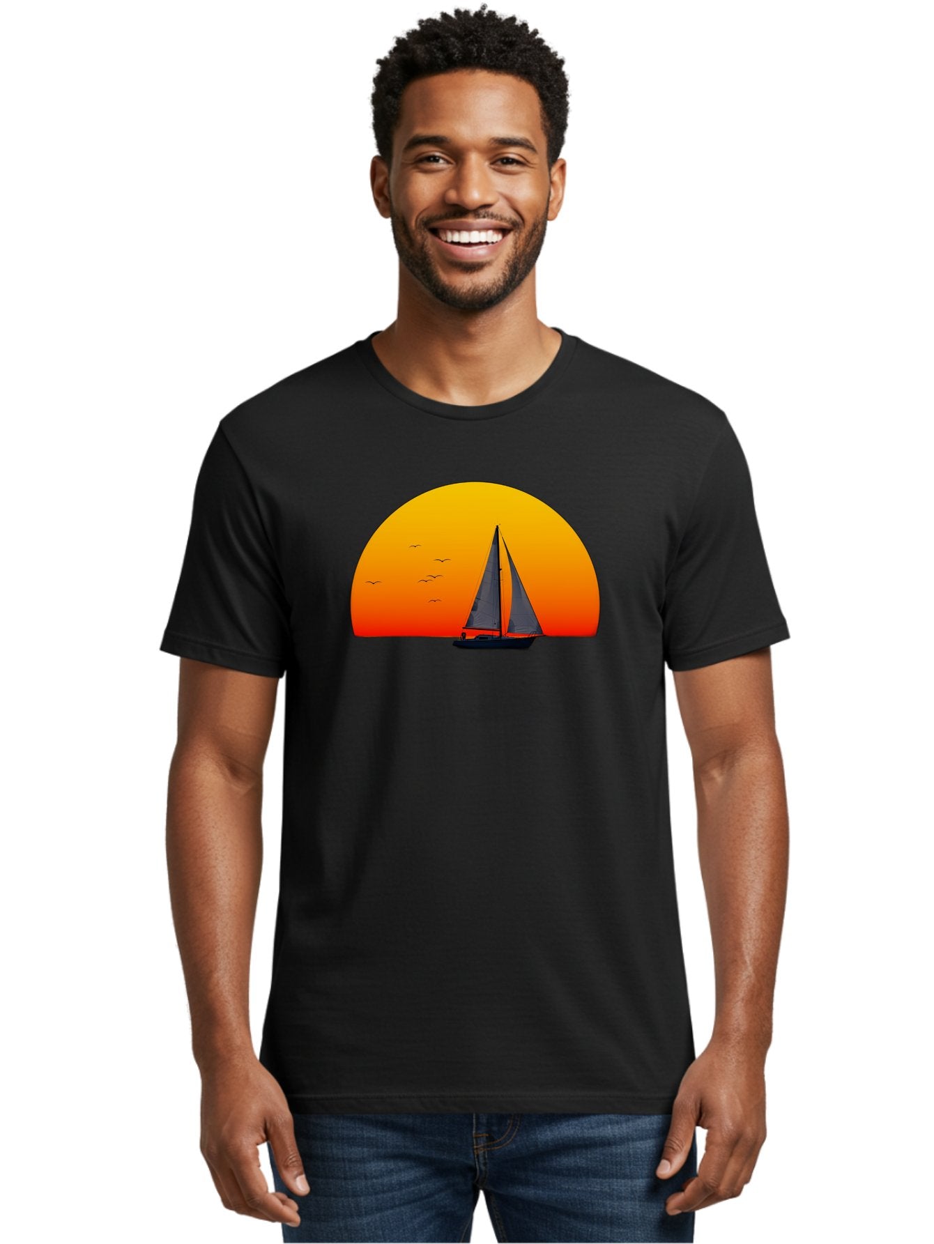 Sailboat-At-Sunset Men'S Graphic Tee, 100% Cotton, Comfortable Casual Summer Wear, Machine Washable, Vintage Camera, Old Camera, Antique Camera, Black Camera, Classic Photography, Photography Equipment, Nostalgic Device, Film Camera, Bah055 17