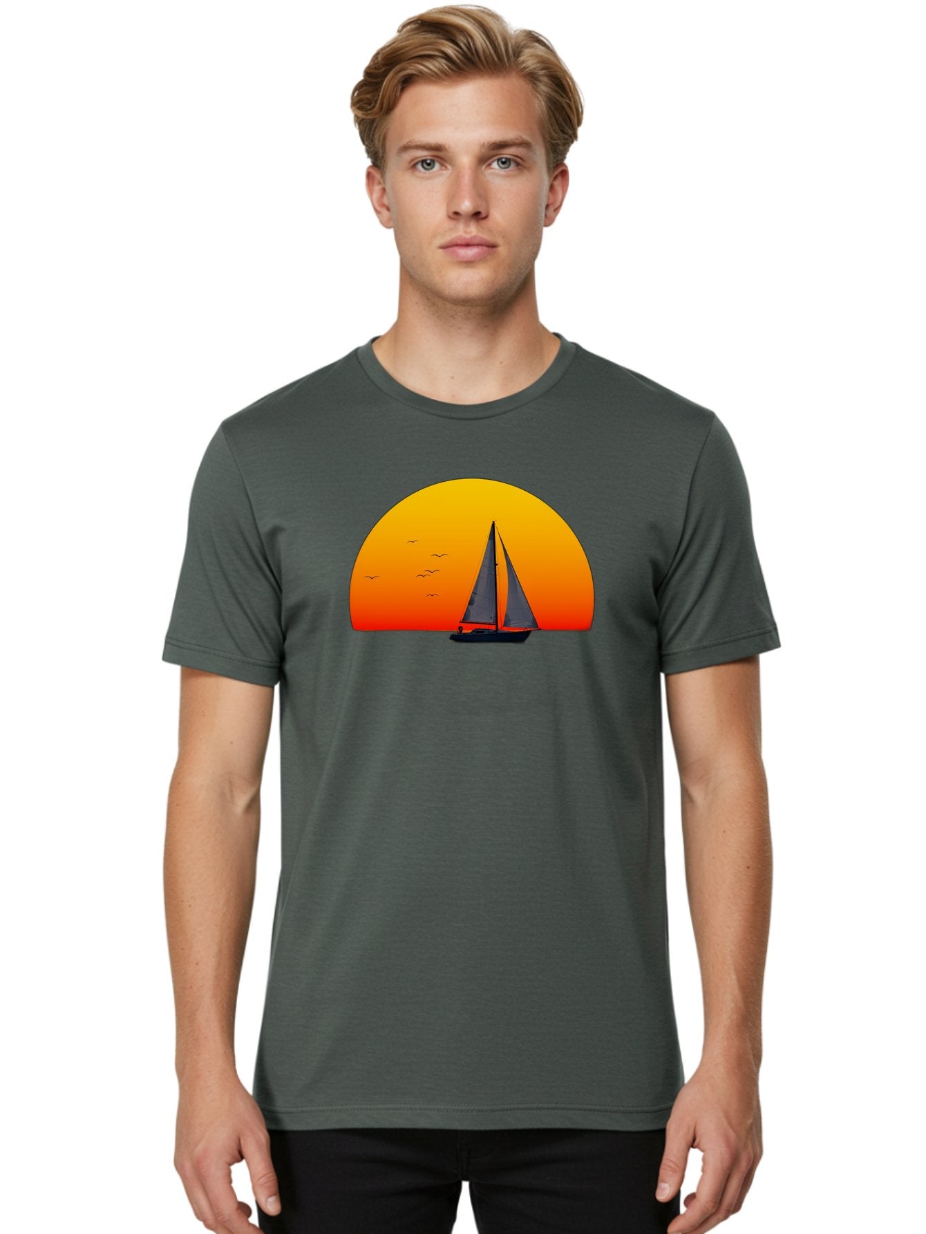 Sailboat-At-Sunset Men'S Graphic Tee, 100% Cotton, Comfortable Casual Summer Wear, Machine Washable, Vintage Camera, Old Camera, Antique Camera, Black Camera, Classic Photography, Photography Equipment, Nostalgic Device, Film Camera, Bah055 29