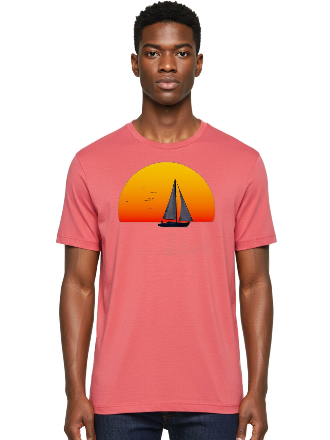 Sailboat-At-Sunset Men'S Graphic Tee, 100% Cotton, Comfortable Casual Summer Wear, Machine Washable, Vintage Camera, Old Camera, Antique Camera, Black Camera, Classic Photography, Photography Equipment, Nostalgic Device, Film Camera, Bah055 19