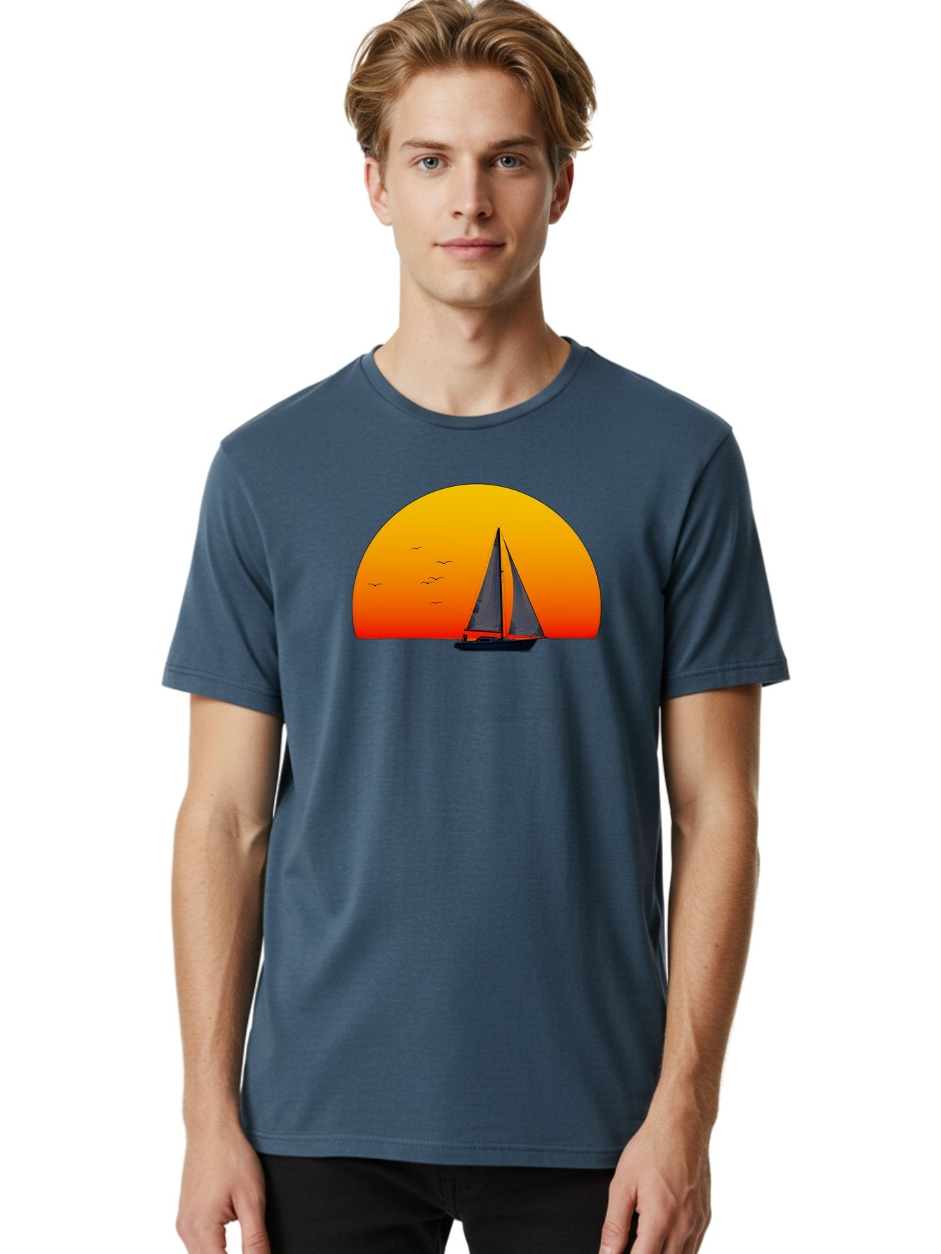Sailboat-At-Sunset Men'S Graphic Tee, 100% Cotton, Comfortable Casual Summer Wear, Machine Washable, Vintage Camera, Old Camera, Antique Camera, Black Camera, Classic Photography, Photography Equipment, Nostalgic Device, Film Camera, Bah055 16