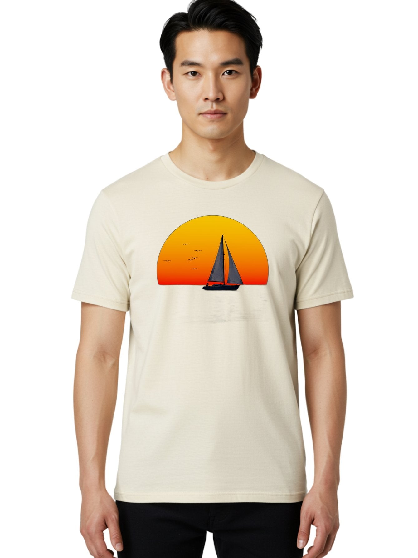 Sailboat-At-Sunset Men'S Graphic Tee, 100% Cotton, Comfortable Casual Summer Wear, Machine Washable, Vintage Camera, Old Camera, Antique Camera, Black Camera, Classic Photography, Photography Equipment, Nostalgic Device, Film Camera, Bah055 26