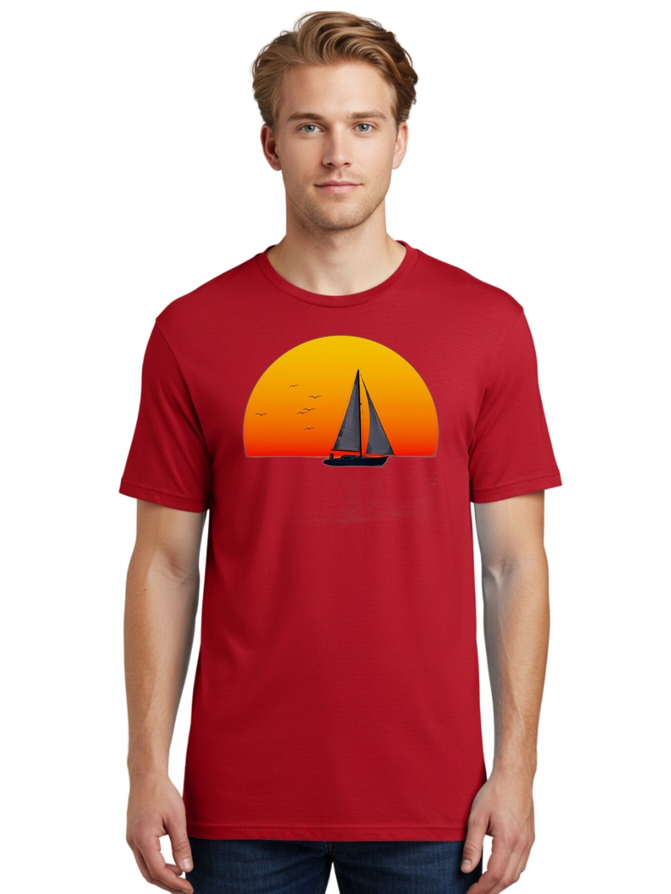 Sailboat-At-Sunset Men'S Graphic Tee, 100% Cotton, Comfortable Casual Summer Wear, Machine Washable, Vintage Camera, Old Camera, Antique Camera, Black Camera, Classic Photography, Photography Equipment, Nostalgic Device, Film Camera, Bah055 23