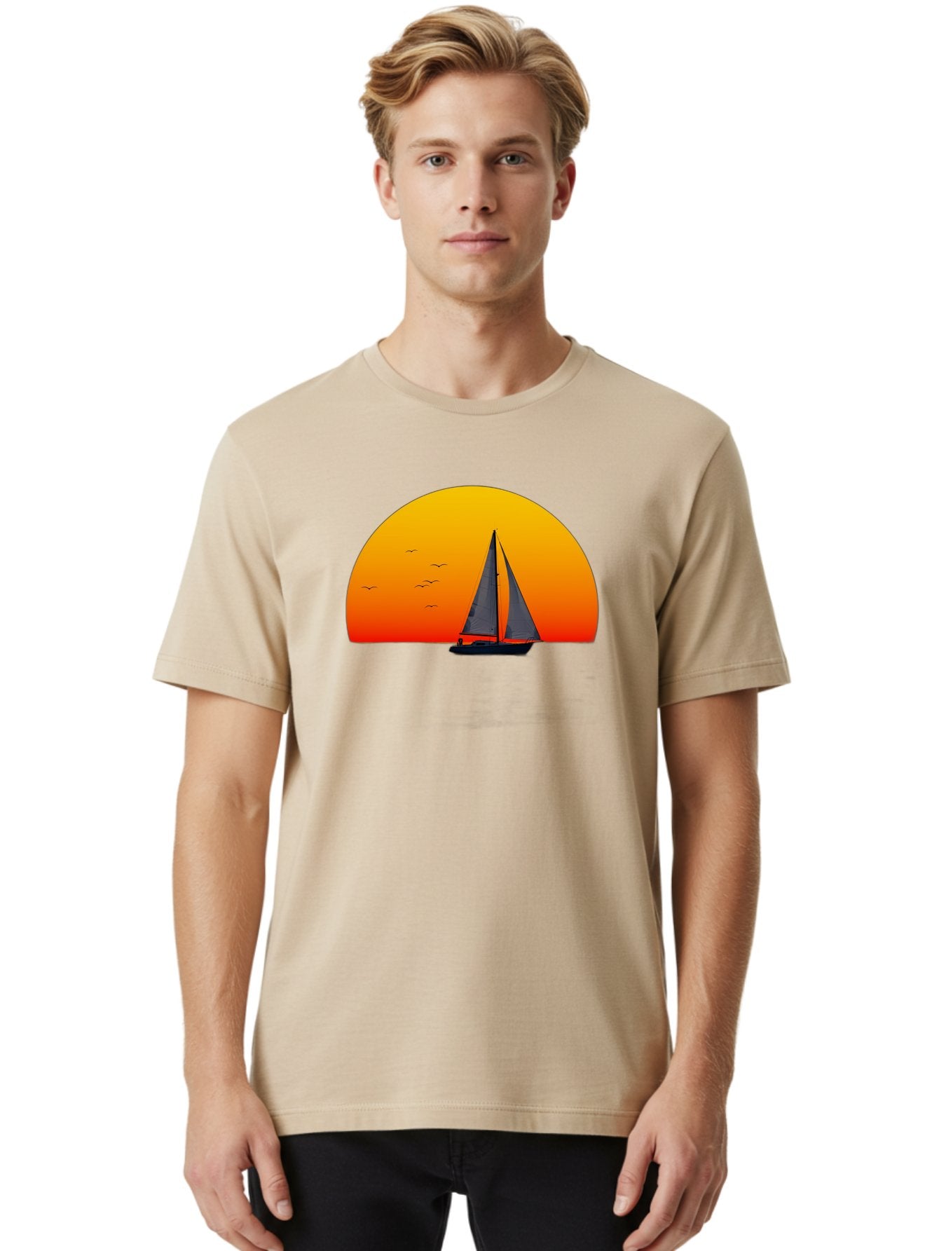 Sailboat-At-Sunset Men'S Graphic Tee, 100% Cotton, Comfortable Casual Summer Wear, Machine Washable, Vintage Camera, Old Camera, Antique Camera, Black Camera, Classic Photography, Photography Equipment, Nostalgic Device, Film Camera, Bah055 25