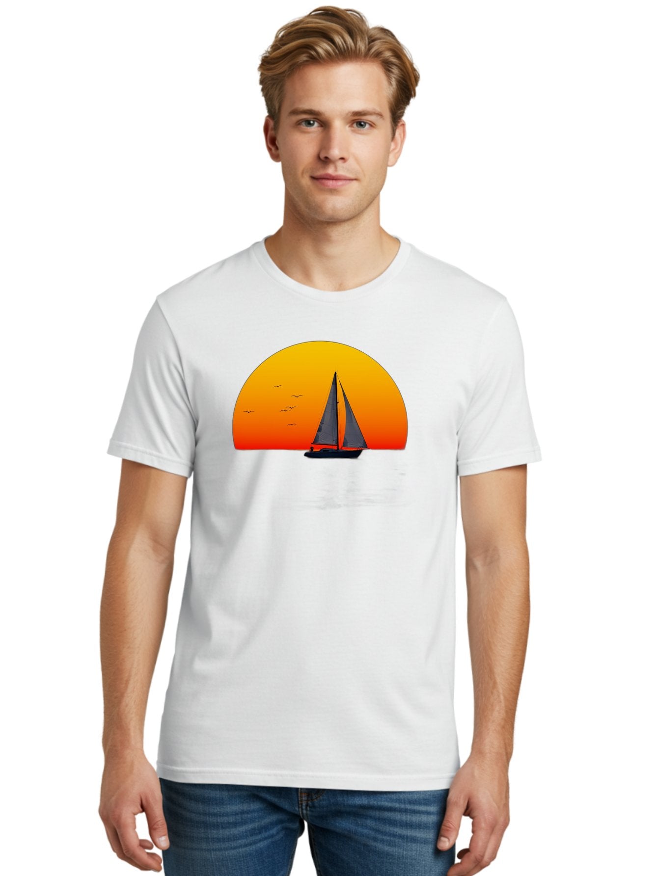 Sailboat-At-Sunset Men'S Graphic Tee, 100% Cotton, Comfortable Casual Summer Wear, Machine Washable, Vintage Camera, Old Camera, Antique Camera, Black Camera, Classic Photography, Photography Equipment, Nostalgic Device, Film Camera, Bah055 20