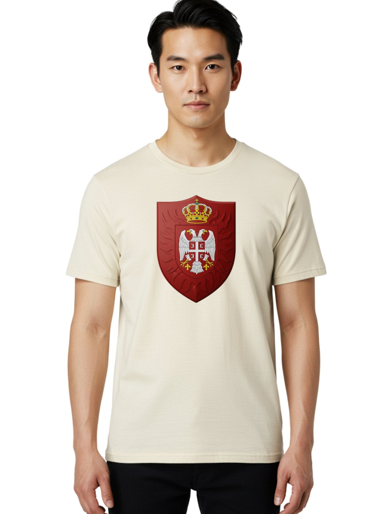 Serbian-Coat-Of-Arms-1 Men'S Graphic Tee, 100% Cotton, Comfortable Casual Summer Wear, Machine Washable, Vintage Camera, Old Camera, Antique Camera, Black Camera, Classic Photography, Photography Equipment, Nostalgic Device, Film Camera, Bah085 27
