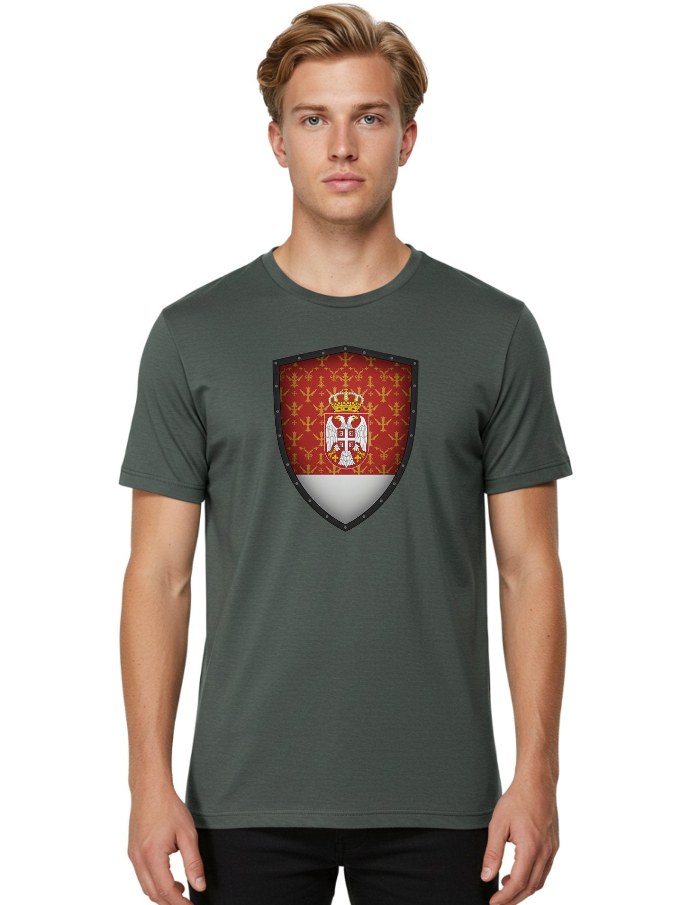 Serbian-Coat-Of-Arms-Shield Men'S Graphic Tee, 100% Cotton, Comfortable Casual Summer Wear, Machine Washable, Vintage Camera, Old Camera, Antique Camera, Black Camera, Classic Photography, Photography Equipment, Nostalgic Device, Film Camera, Bah086 19