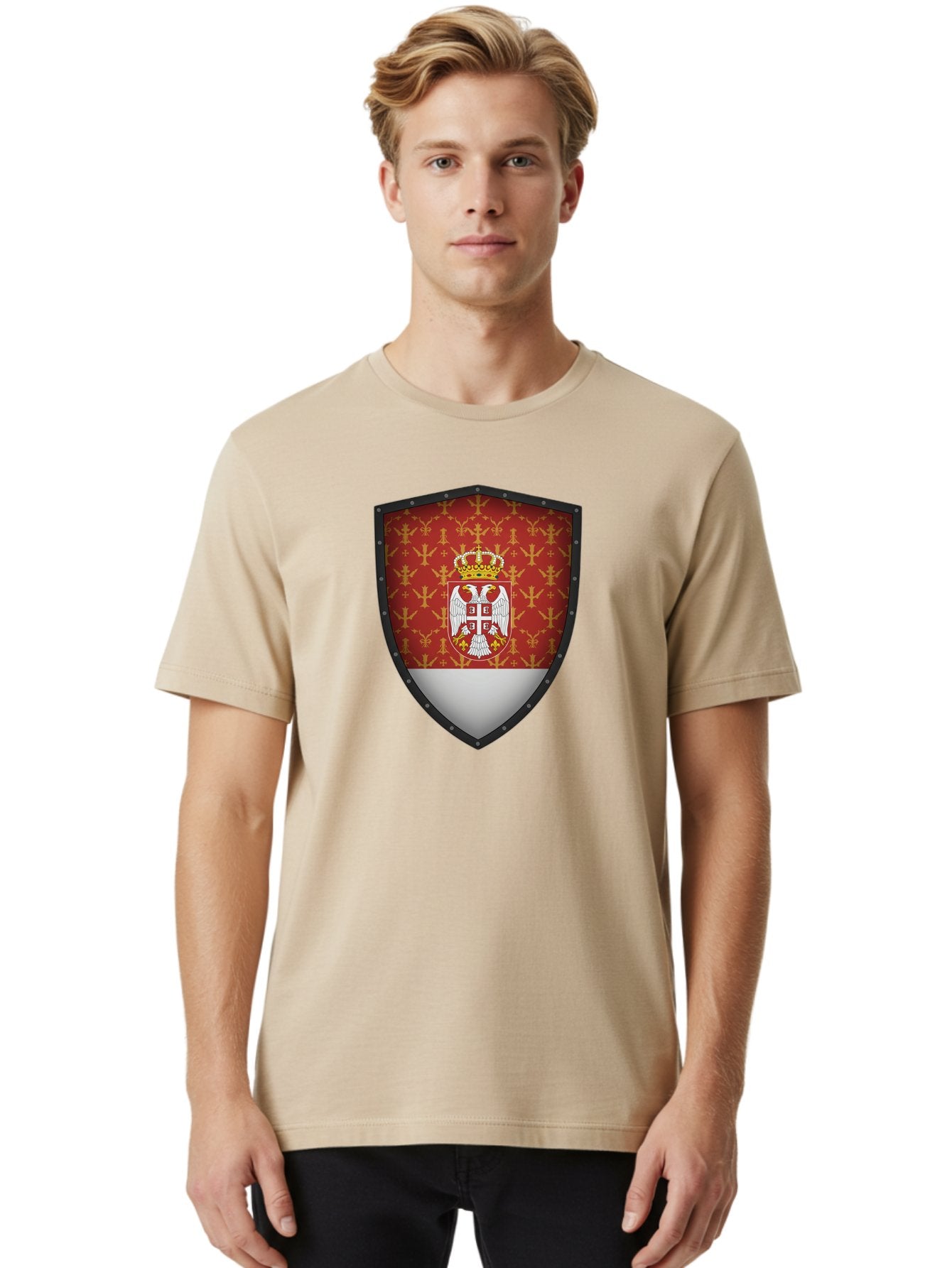 Serbian-Coat-Of-Arms-Shield Men'S Graphic Tee, 100% Cotton, Comfortable Casual Summer Wear, Machine Washable, Vintage Camera, Old Camera, Antique Camera, Black Camera, Classic Photography, Photography Equipment, Nostalgic Device, Film Camera, Bah086 18