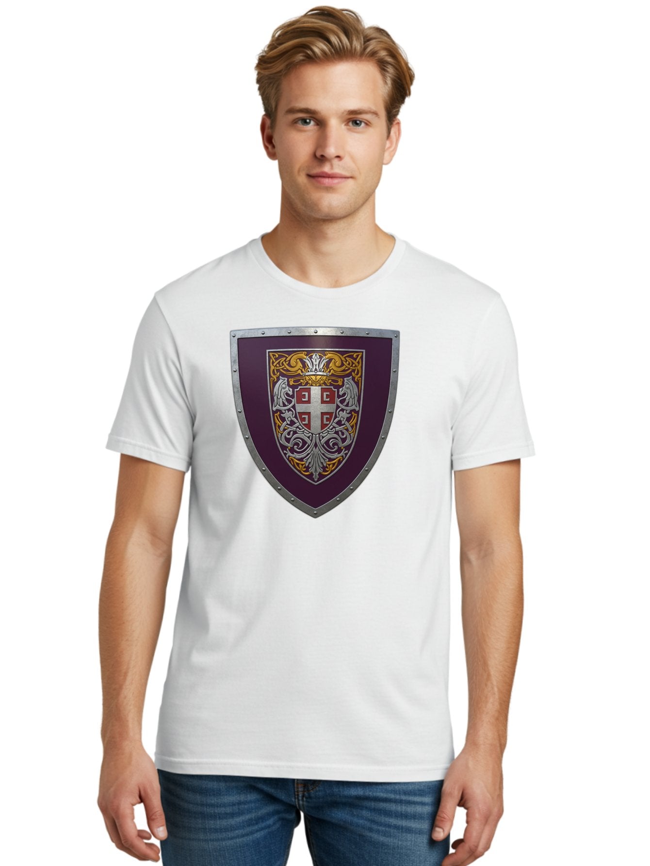 Shield-With-Cross Men'S Graphic Tee, 100% Cotton, Comfortable Casual Summer Wear, Machine Washable, Vintage Camera, Old Camera, Antique Camera, Black Camera, Classic Photography, Photography Equipment, Nostalgic Device, Film Camera, Camera Art Bah098 28