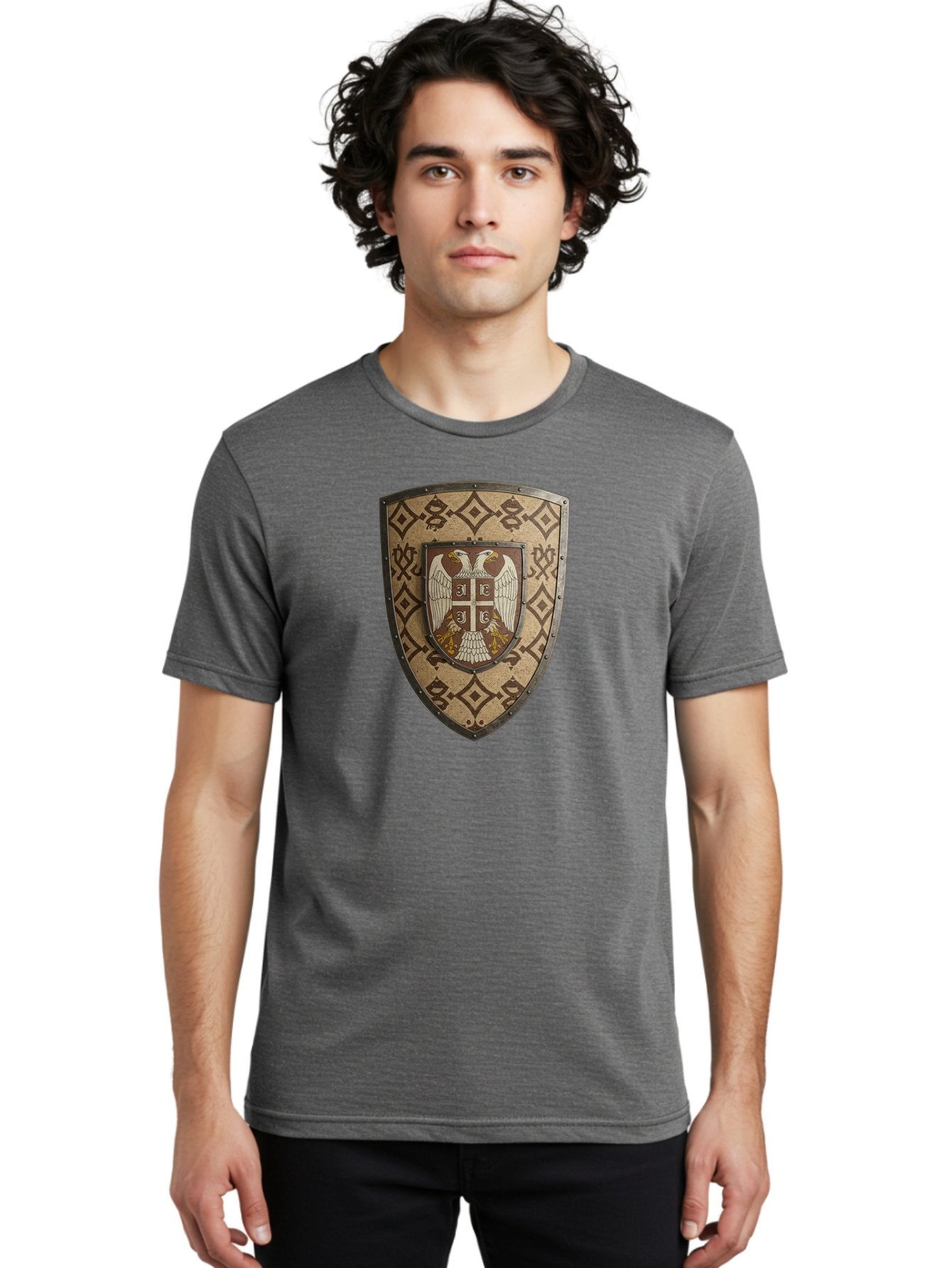 Shield-With-Double-Headed-Eagle Men'S Graphic Tee, 100% Cotton, Comfortable Casual Summer Wear, Machine Washable, Vintage Camera, Old Camera, Antique Camera, Black Camera, Classic Photography, Photography Equipment, Nostalgic Device, Bah099 20