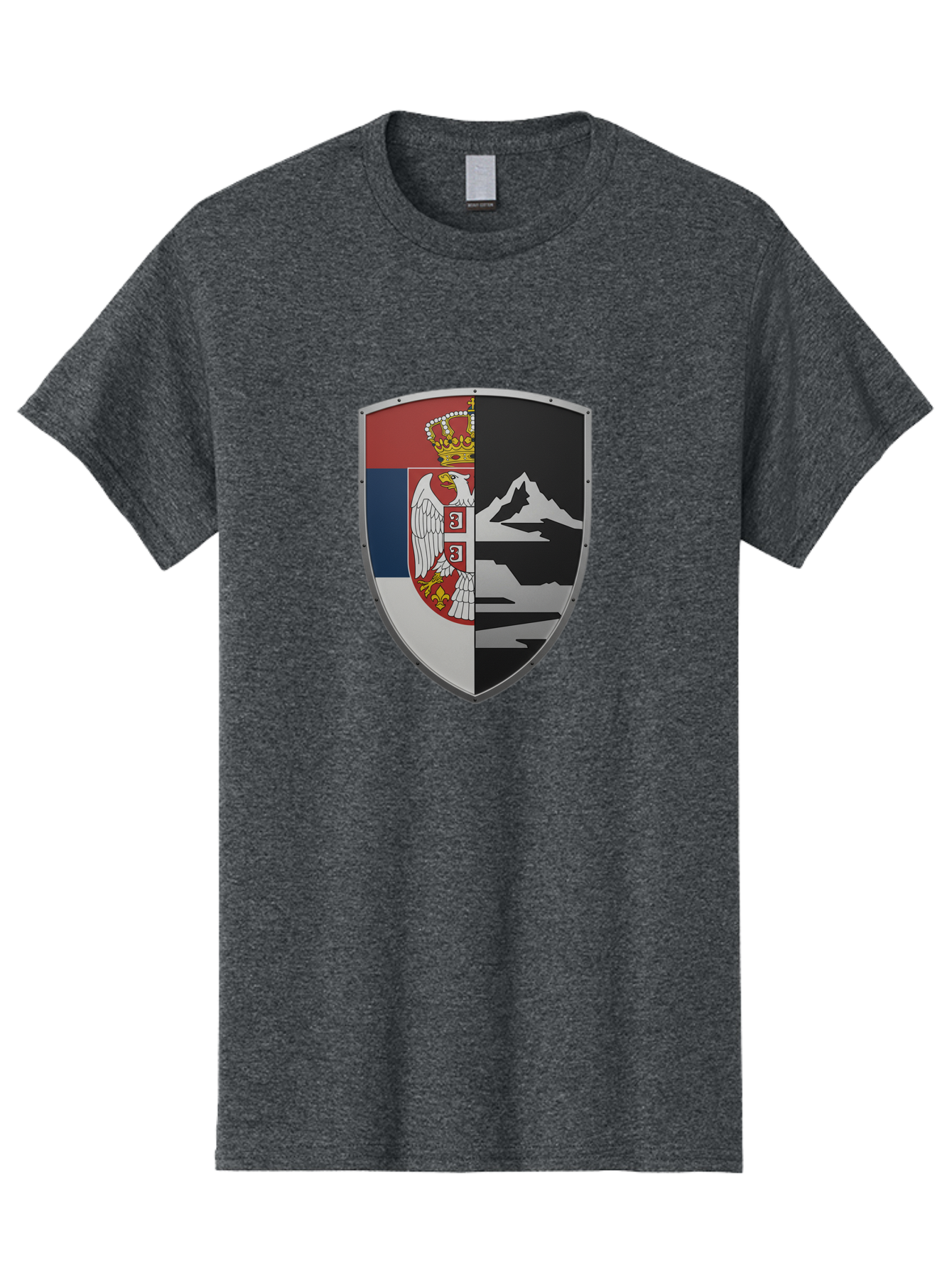 Shield-With-Eagle-And-Mountain Men'S Graphic Tee, 100% Cotton, Comfortable Casual Summer Wear, Machine Washable, Vintage Camera, Old Camera, Antique Camera, Black Camera, Classic Photography, Photography Equipment, Nostalgic Device, Bah100