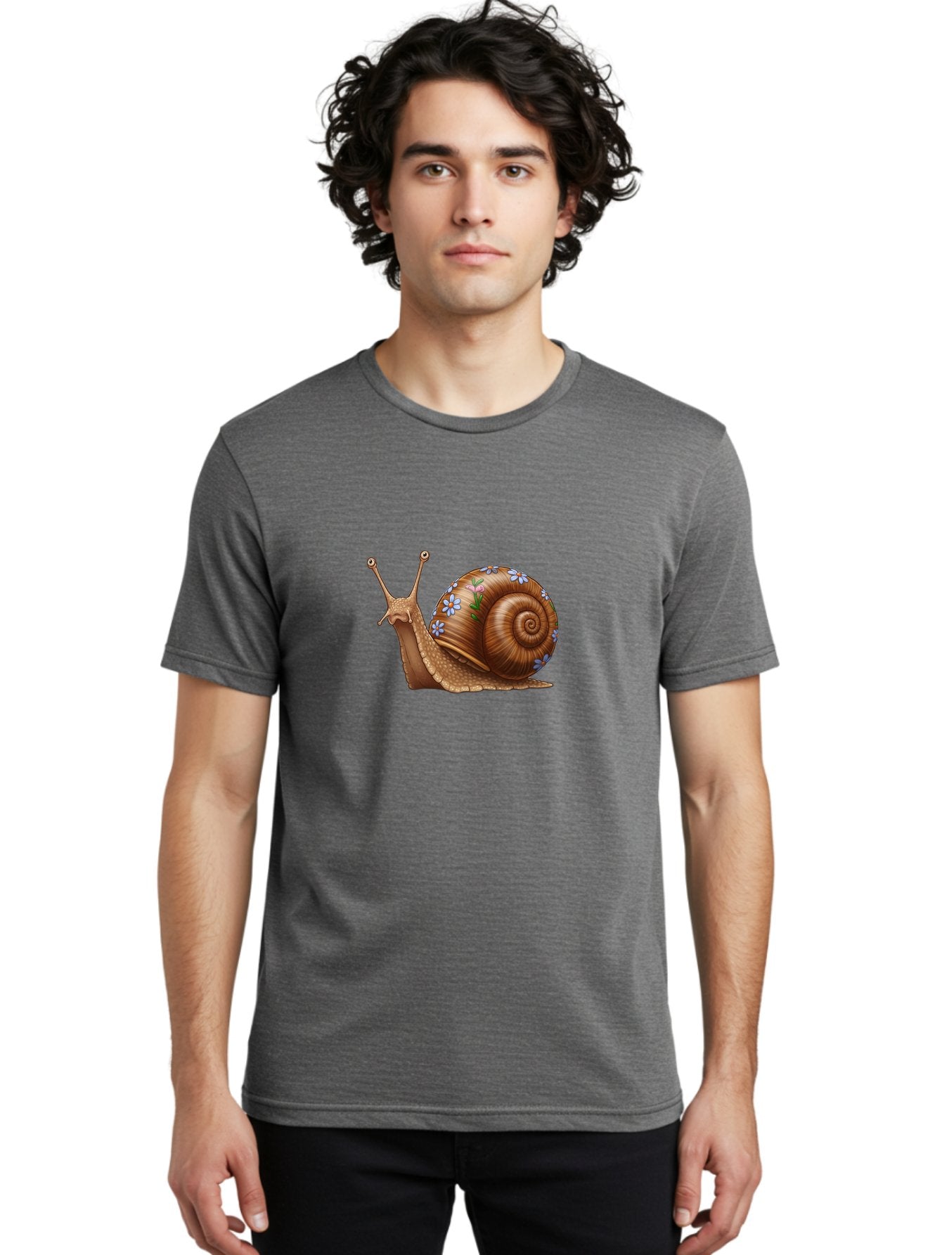 Snail-With-Flowers-3 Men'S Graphic Tee, 100% Cotton, Comfortable Casual Summer Wear, Machine Washable, Vintage Camera, Old Camera, Antique Camera, Black Camera, Classic Photography, Photography Equipment, Nostalgic Device, Film Camera, Bah141 16