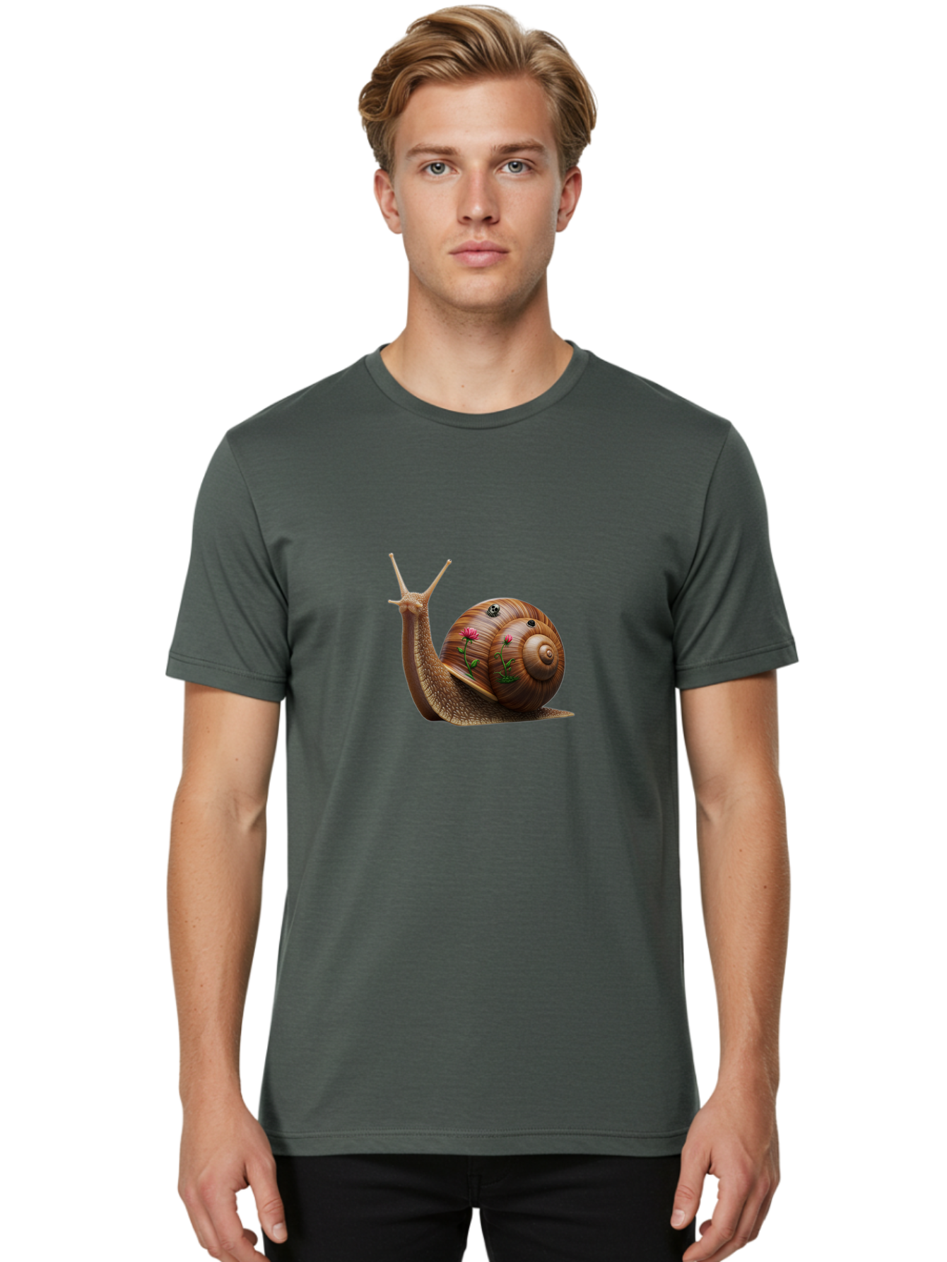 Snail-With-Skull-And-Flowers Men'S Graphic Tee, 100% Cotton, Comfortable Casual Summer Wear, Machine Washable, Vintage Camera, Old Camera, Antique Camera, Black Camera, Classic Photography, Photography Equipment, Nostalgic Device, Film Camera, Bah149 23