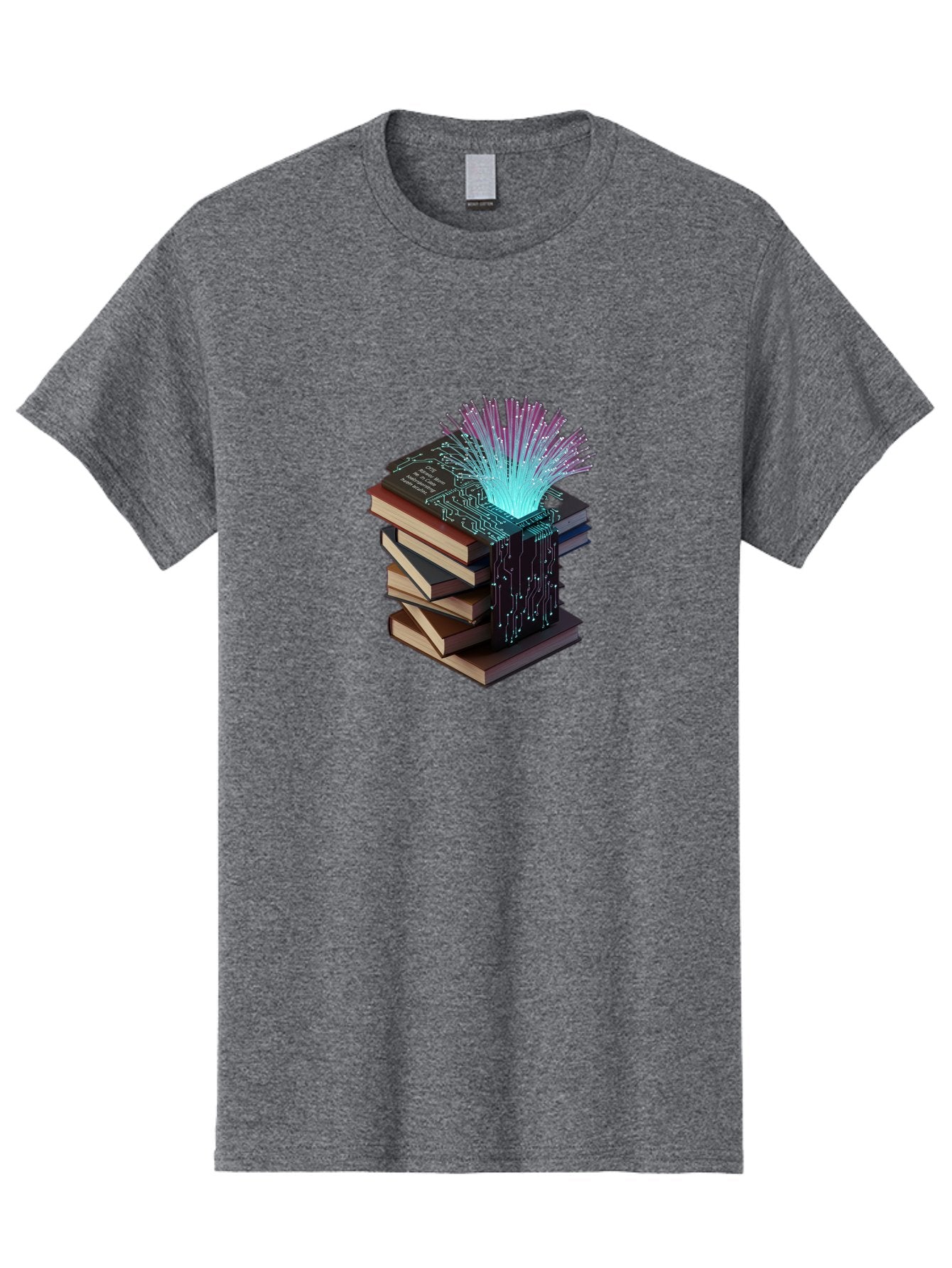 Stacked-Books-With-Circuit-Board-And-Data-Streams Men'S Graphic Tee, 100% Cotton, Comfortable Casual Summer Wear, Machine Washable, Vintage Camera, Old Camera, Antique Camera, Black Camera, Classic Photography, Photography Equipment, Bah172 8