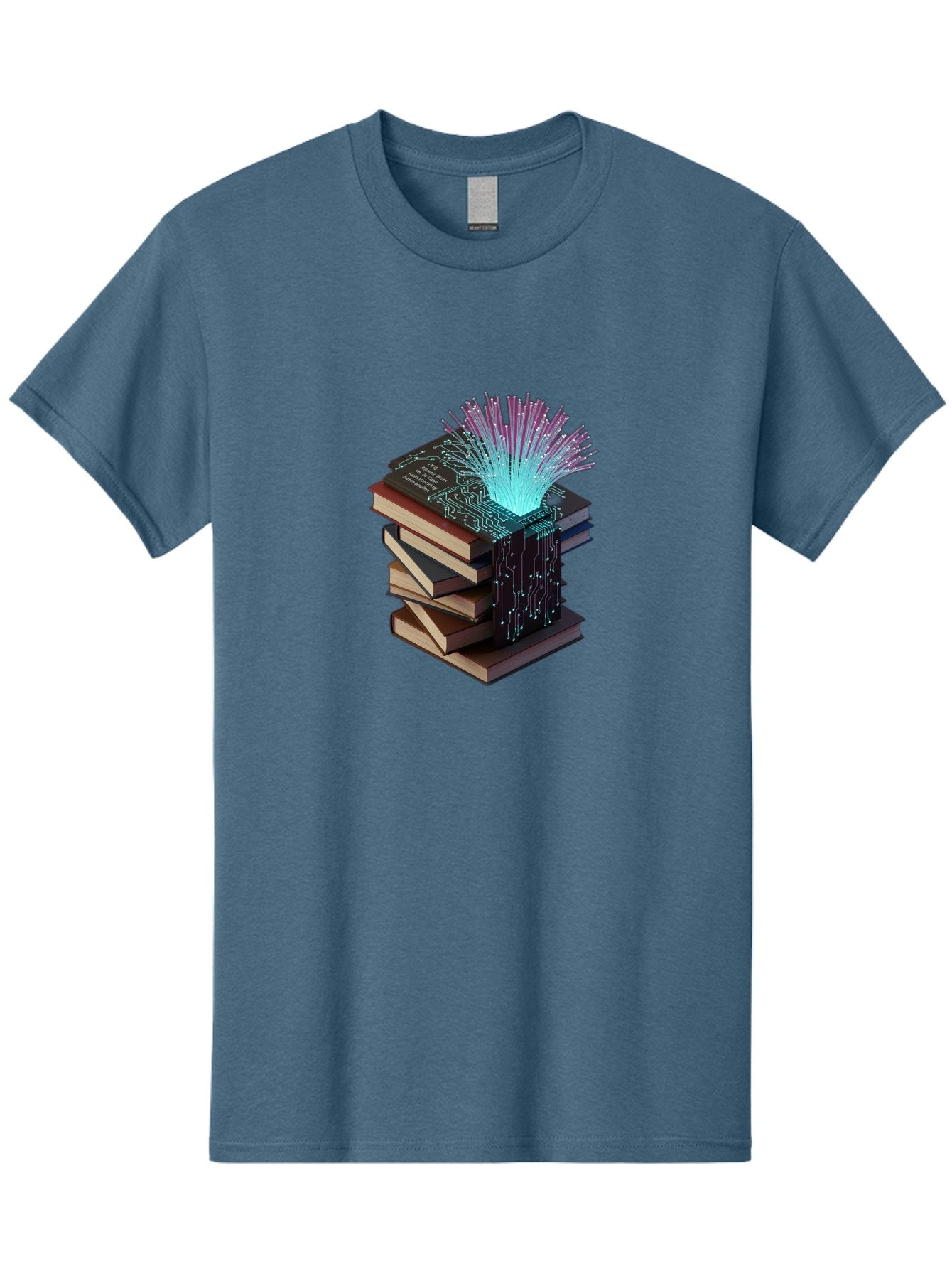Stacked-Books-With-Circuit-Board-And-Data-Streams Men'S Graphic Tee, 100% Cotton, Comfortable Casual Summer Wear, Machine Washable, Vintage Camera, Old Camera, Antique Camera, Black Camera, Classic Photography, Photography Equipment, Bah172 9