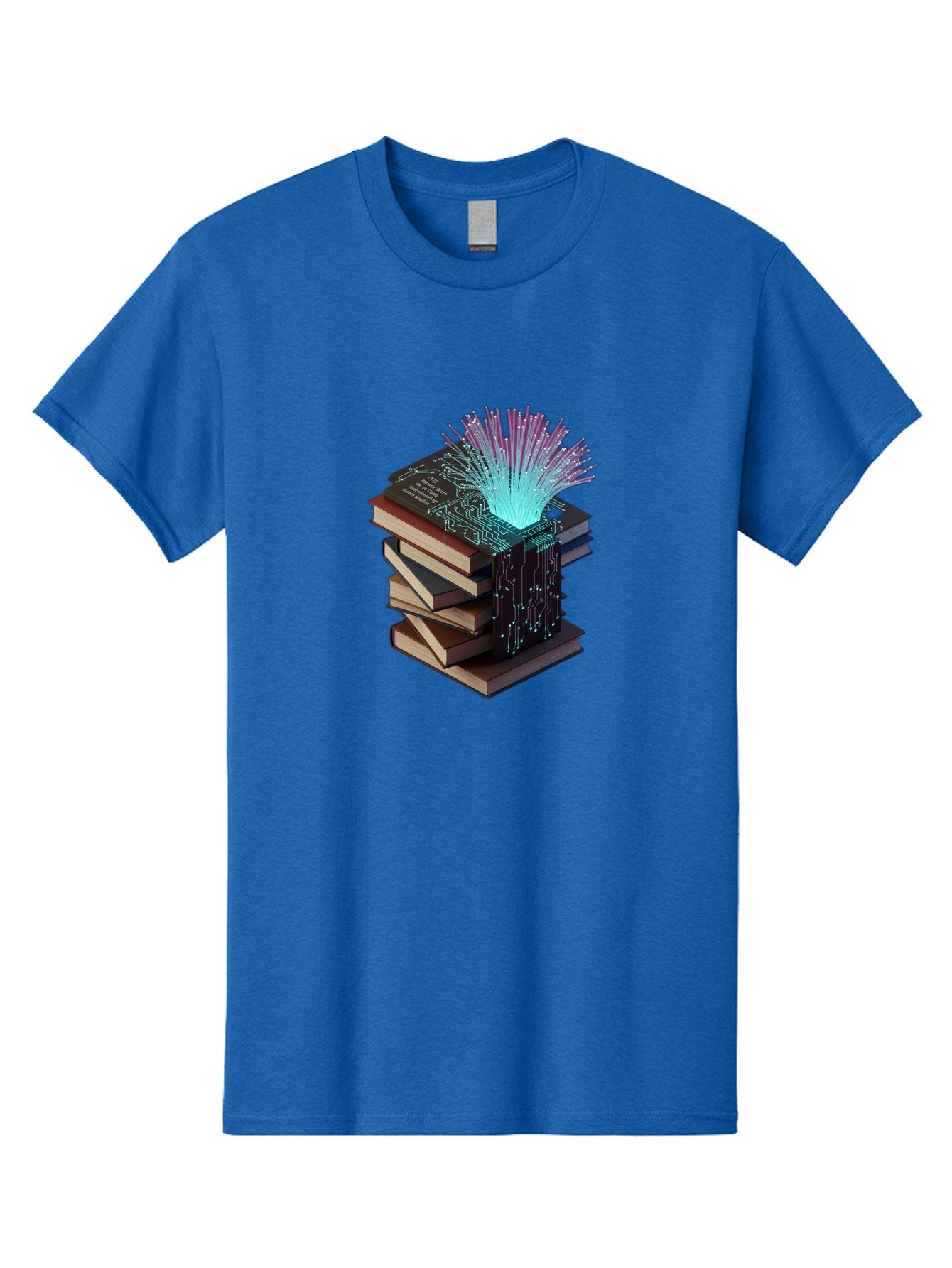 Stacked-Books-With-Circuit-Board-And-Data-Streams Men'S Graphic Tee, 100% Cotton, Comfortable Casual Summer Wear, Machine Washable, Vintage Camera, Old Camera, Antique Camera, Black Camera, Classic Photography, Photography Equipment, Bah172 5