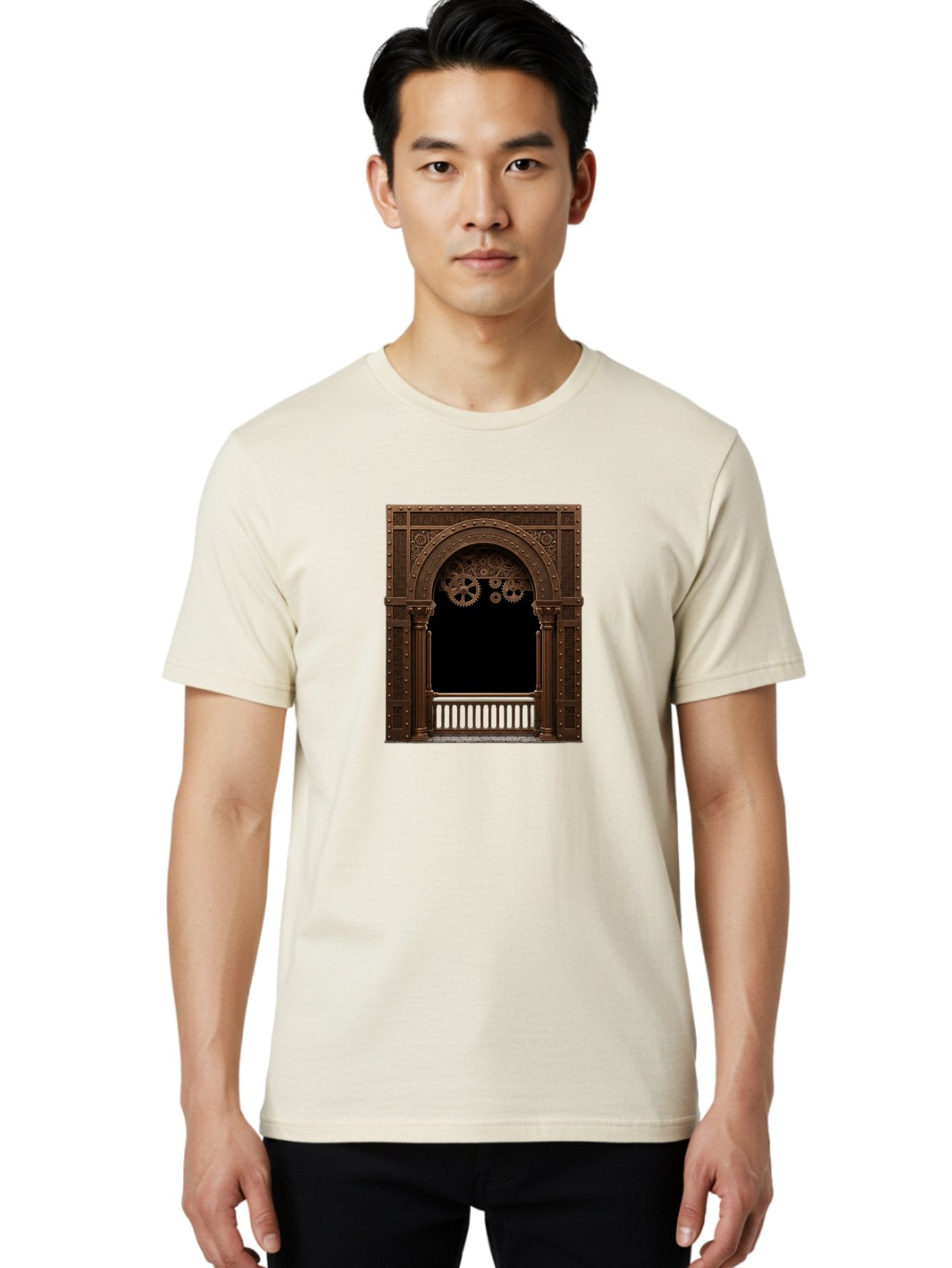 Steampunk-Archway Men'S Graphic Tee, 100% Cotton, Comfortable Casual Summer Wear, Machine Washable, Vintage Camera, Old Camera, Antique Camera, Black Camera, Classic Photography, Photography Equipment, Nostalgic Device, Film Camera, Camera Art Bah179 30