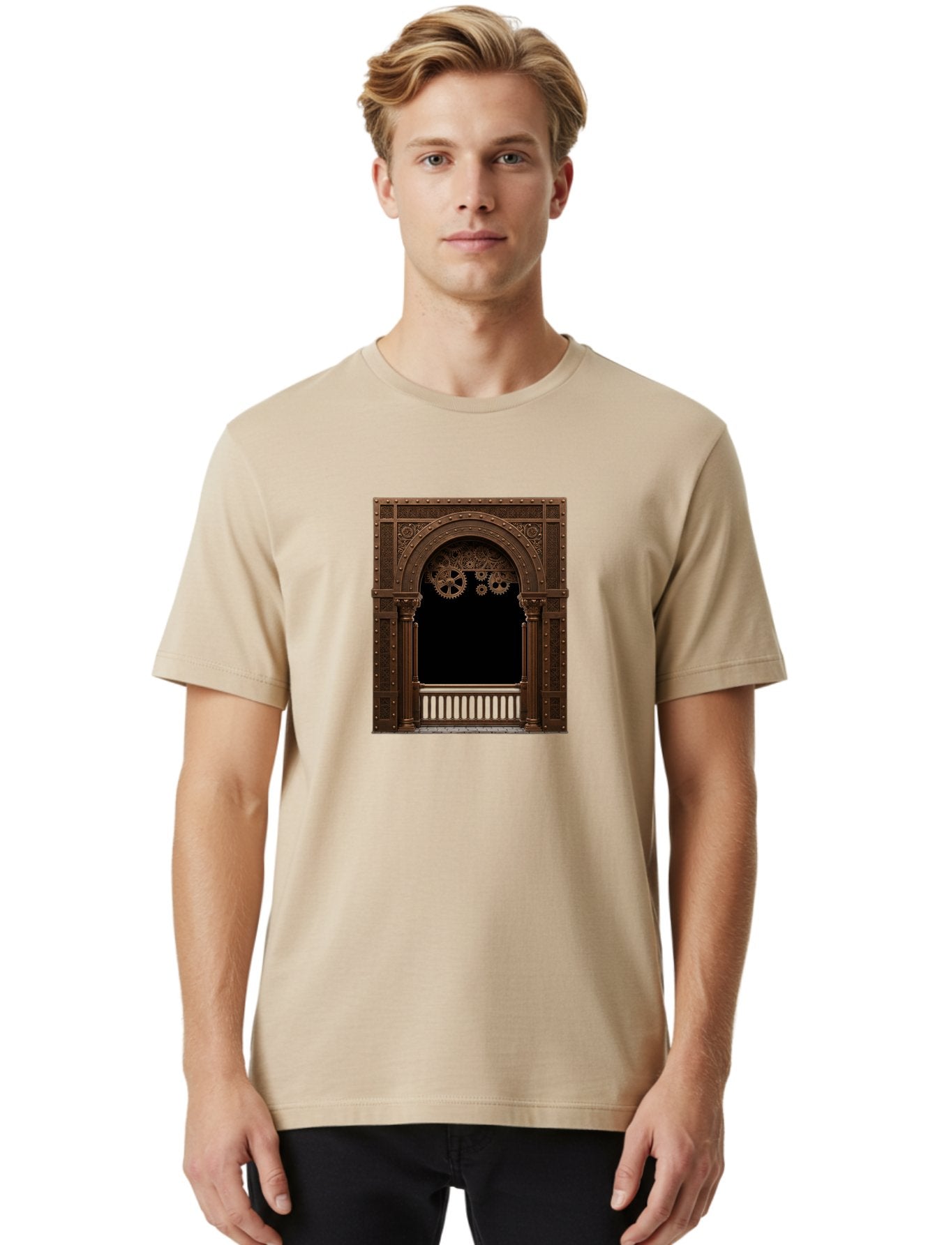 Steampunk-Archway Men'S Graphic Tee, 100% Cotton, Comfortable Casual Summer Wear, Machine Washable, Vintage Camera, Old Camera, Antique Camera, Black Camera, Classic Photography, Photography Equipment, Nostalgic Device, Film Camera, Camera Art Bah179 19