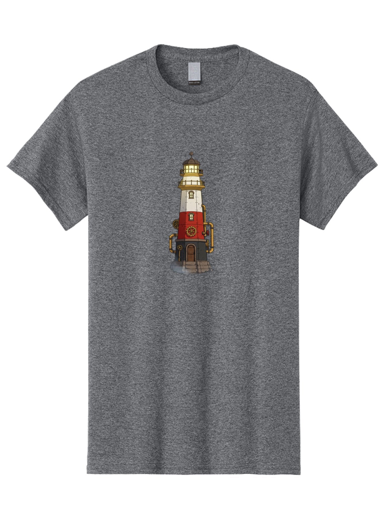 Steampunk-Lighthouse Men'S Graphic Tee, 100% Cotton, Comfortable Casual Summer Wear, Machine Washable, Vintage Camera, Old Camera, Antique Camera, Black Camera, Classic Photography, Photography Equipment, Nostalgic Device, Film Camera, Bah186 7