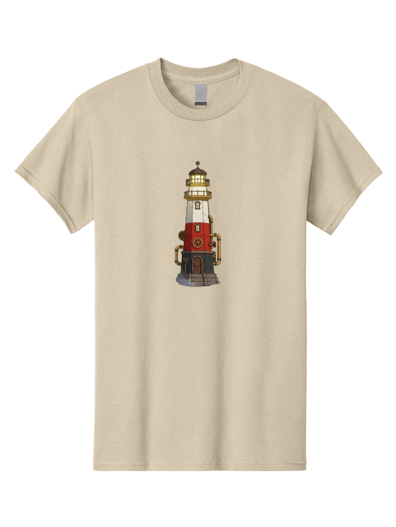 Steampunk-Lighthouse Men'S Graphic Tee, 100% Cotton, Comfortable Casual Summer Wear, Machine Washable, Vintage Camera, Old Camera, Antique Camera, Black Camera, Classic Photography, Photography Equipment, Nostalgic Device, Film Camera, Bah186