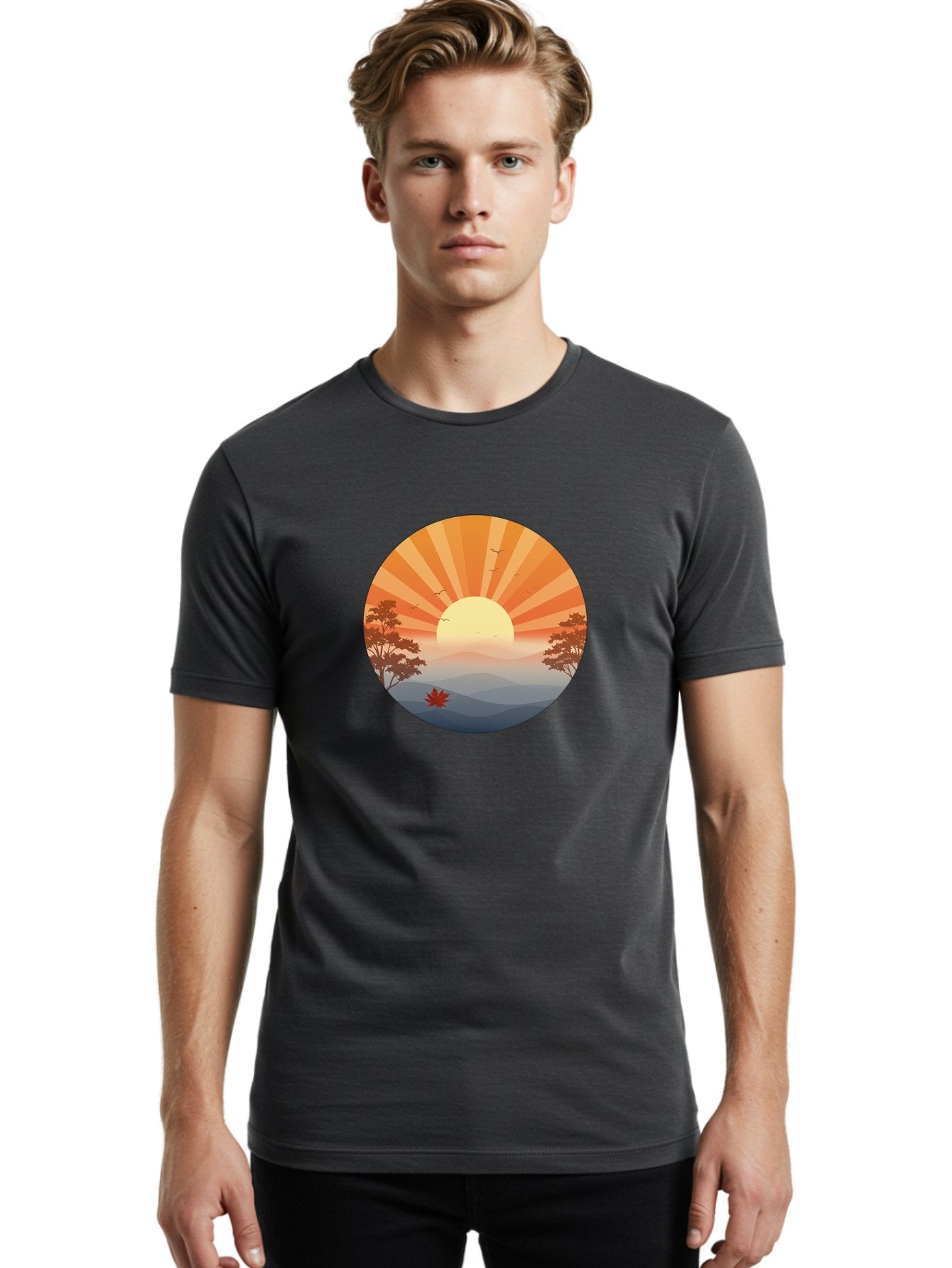 Sunset-Landscape Men'S Graphic Tee, 100% Cotton, Comfortable Casual Summer Wear, Machine Washable, Vintage Camera, Old Camera, Antique Camera, Black Camera, Classic Photography, Photography Equipment, Nostalgic Device, Film Camera, Camera Art Bah208 26