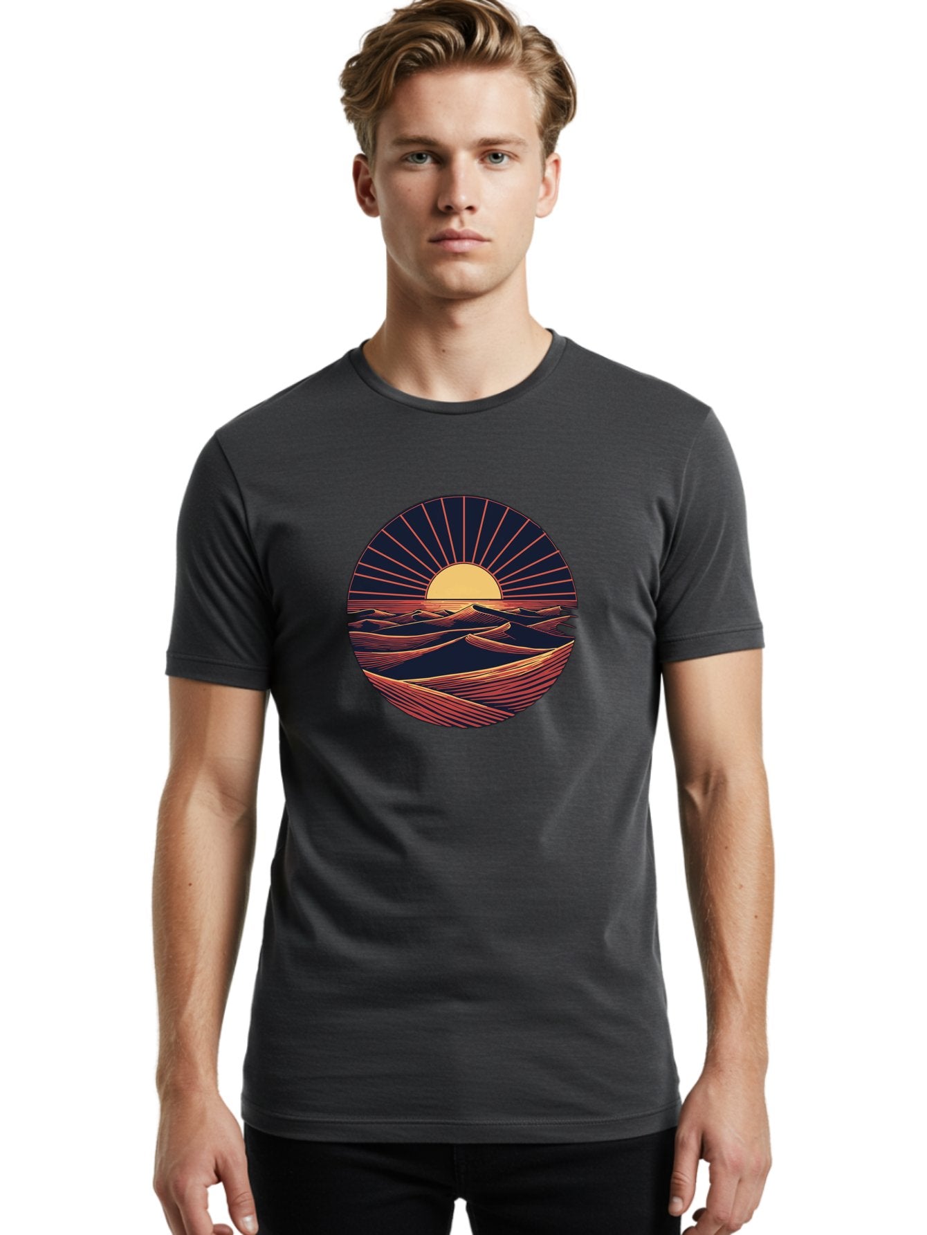 Sunset-Over-Waves Men'S Graphic Tee, 100% Cotton, Comfortable Casual Summer Wear, Machine Washable, Vintage Camera, Old Camera, Antique Camera, Black Camera, Classic Photography, Photography Equipment, Nostalgic Device, Film Camera, Camera Art Bah209 29