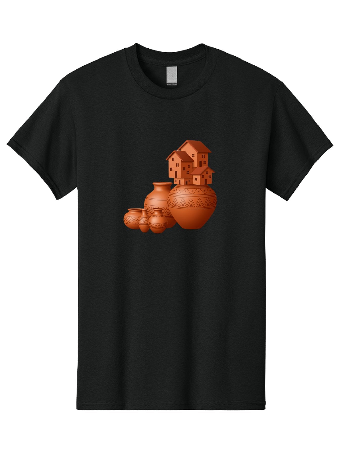 Terracotta-Pots-With-Houses Men'S Graphic Tee, 100% Cotton, Comfortable Casual Summer Wear, Machine Washable, Vintage Camera, Old Camera, Antique Camera, Black Camera, Classic Photography, Photography Equipment, Nostalgic Device, Film Camera, Bah237 6